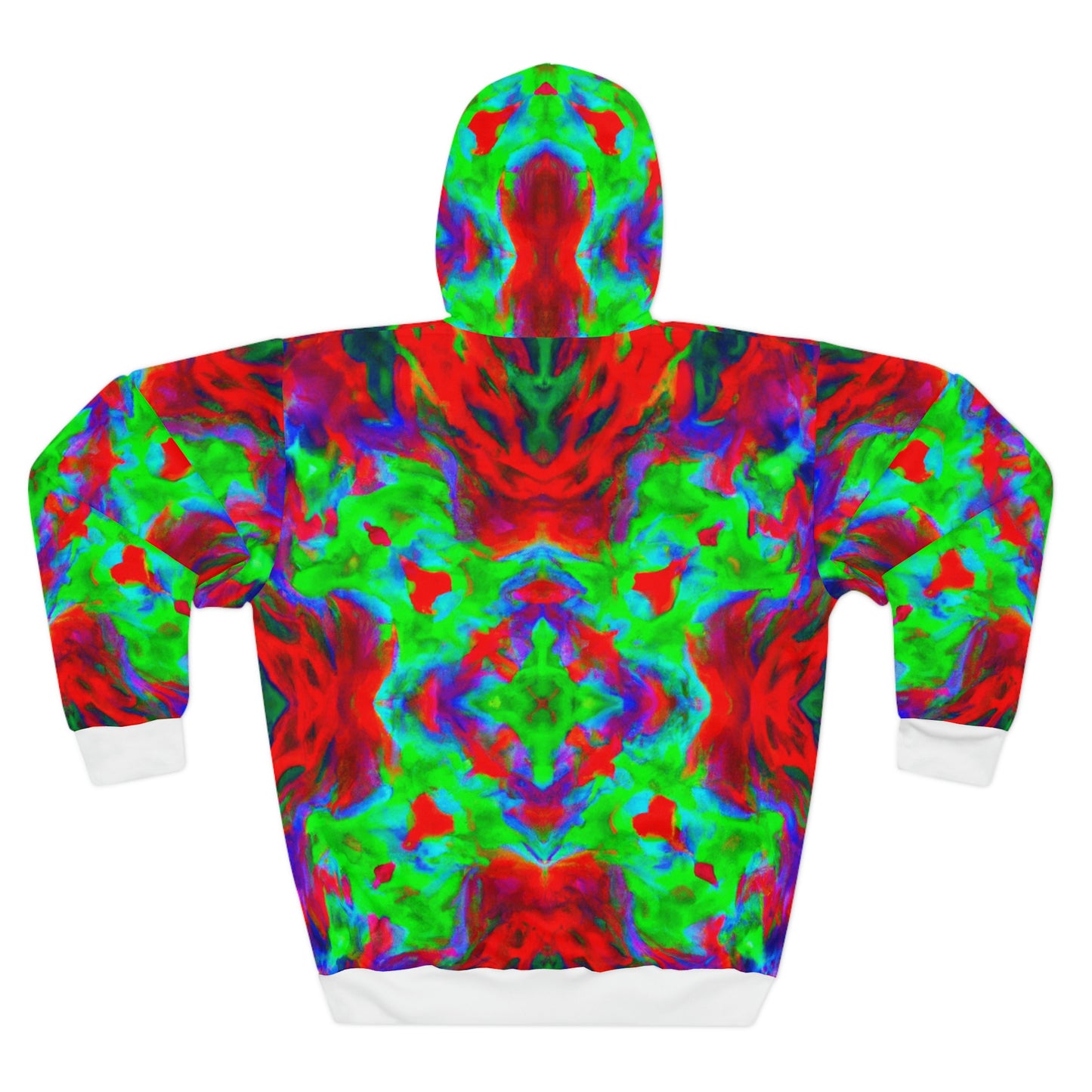 Hyperwave Tie-Dye 7 (Full Patterned Hood) - AI Art - Pullover Hoodie