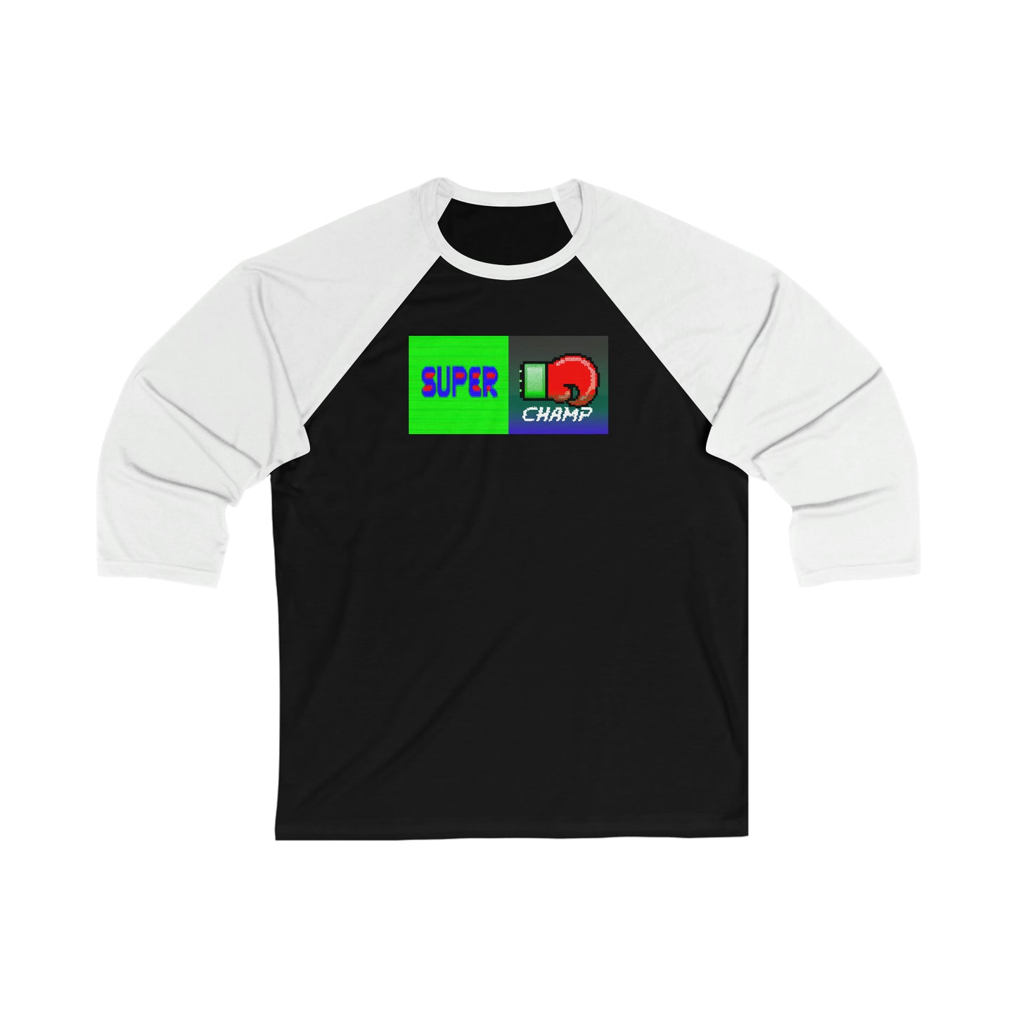 SUPER CHAMP (Alt Logo 1) - AI Art - 3\4 Sleeve Baseball Tee