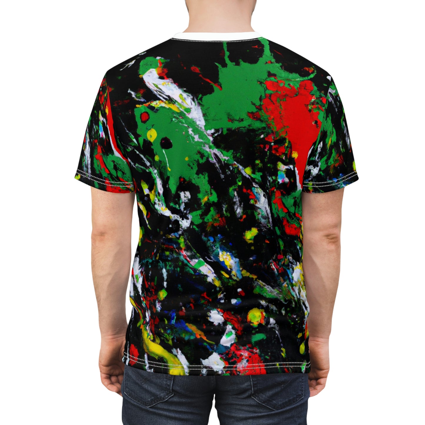 Rasta Acrylic Paint Splatter - AI Art - T-Shirt