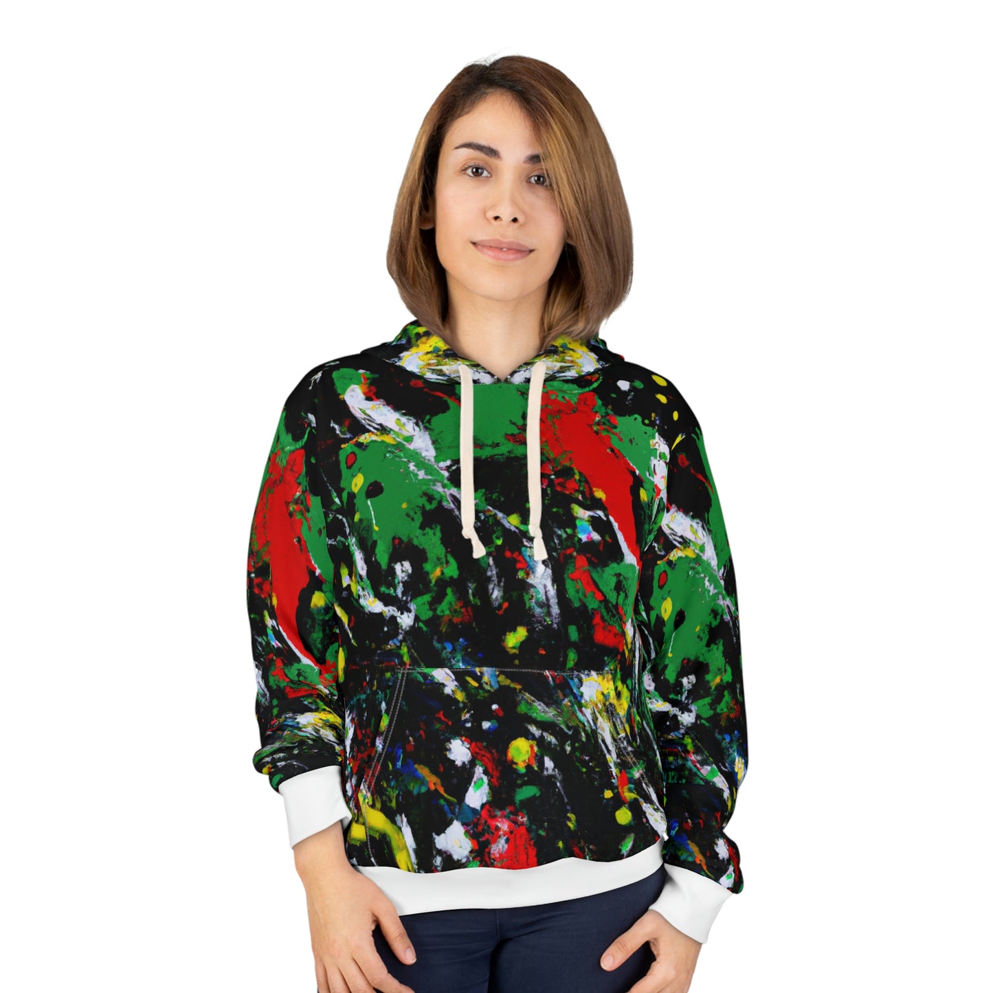 Rasta Acrylic Paint Splatter - AI Art - Pullover Hoodie