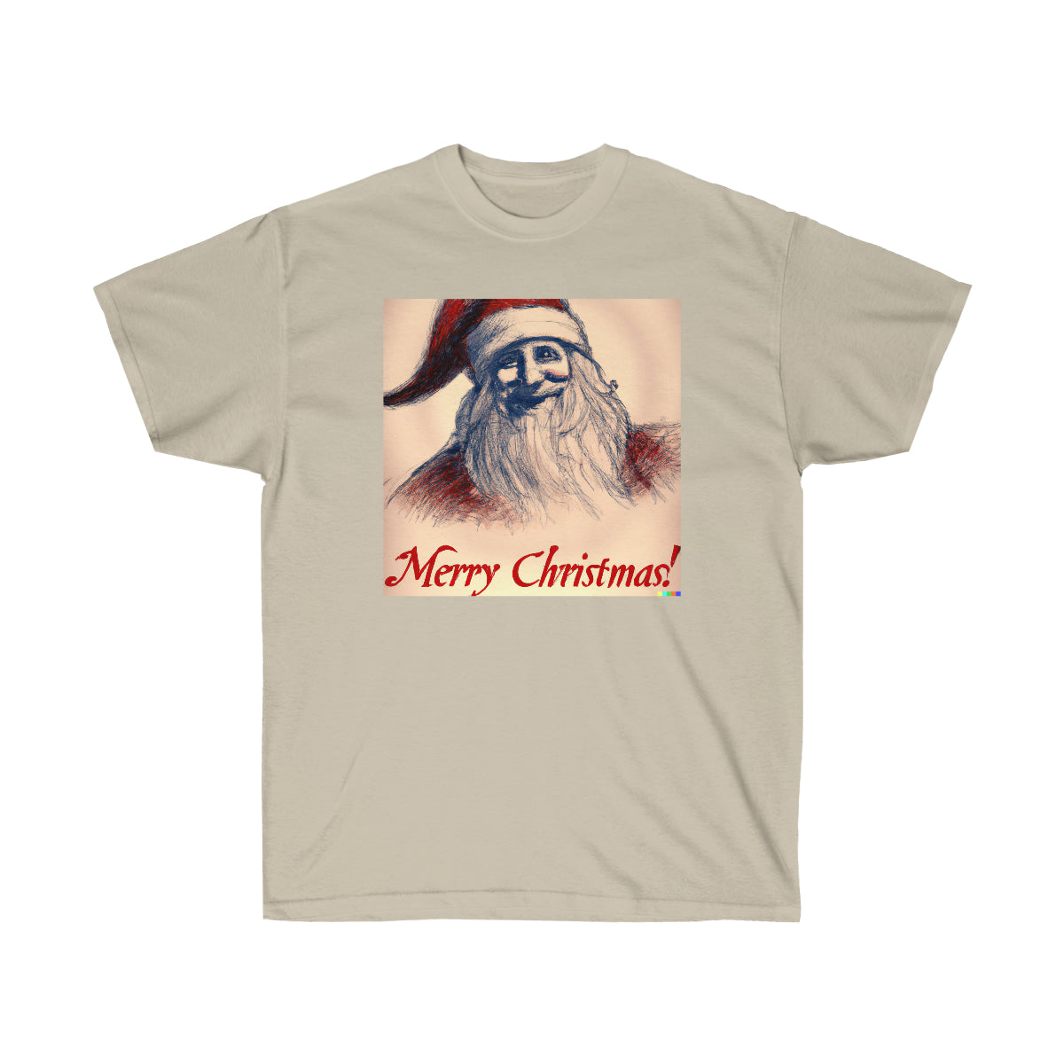 DaVinci Style Sketch of Santa Claus "Merry Christmas" - AI Art - Ultra Cotton Tee