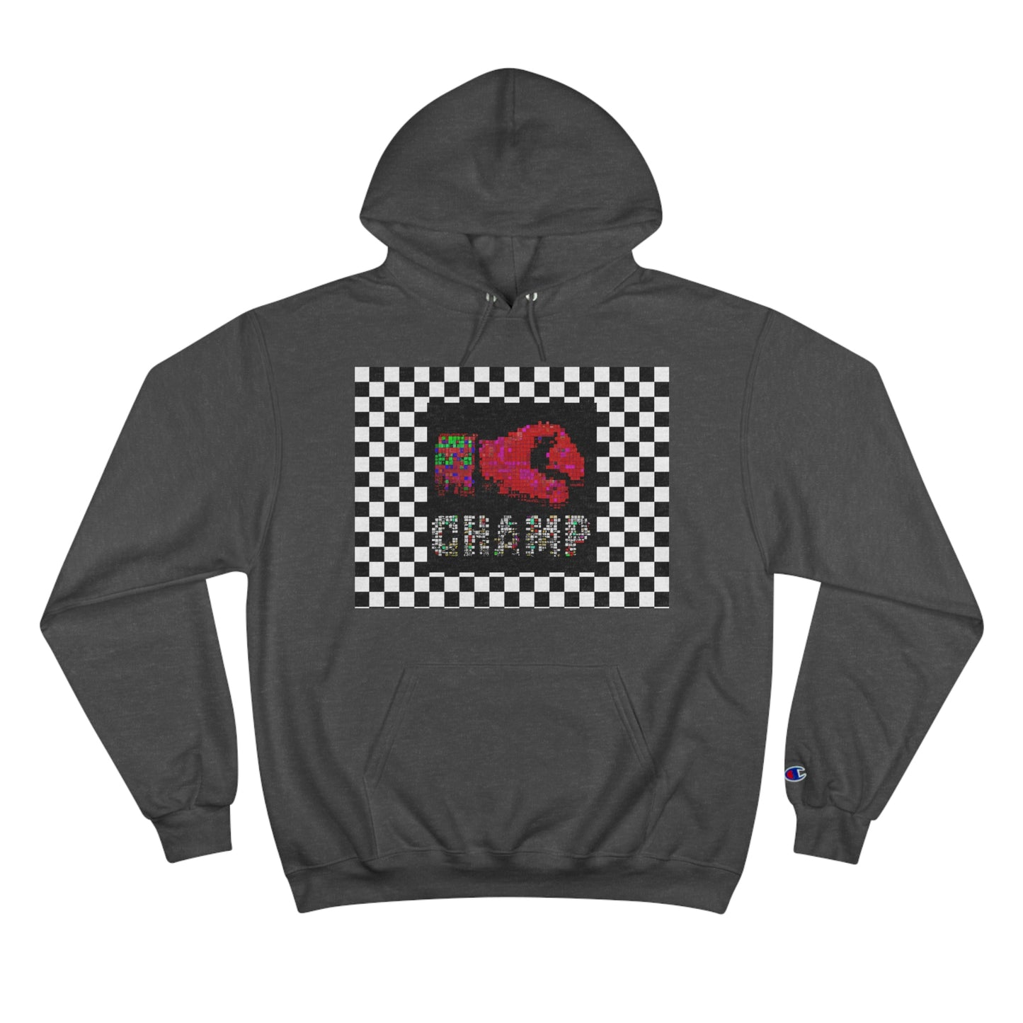 Checkered Flag (CHAMP Logo 3 8-bit Boxing Glove) - Champion Hoodie