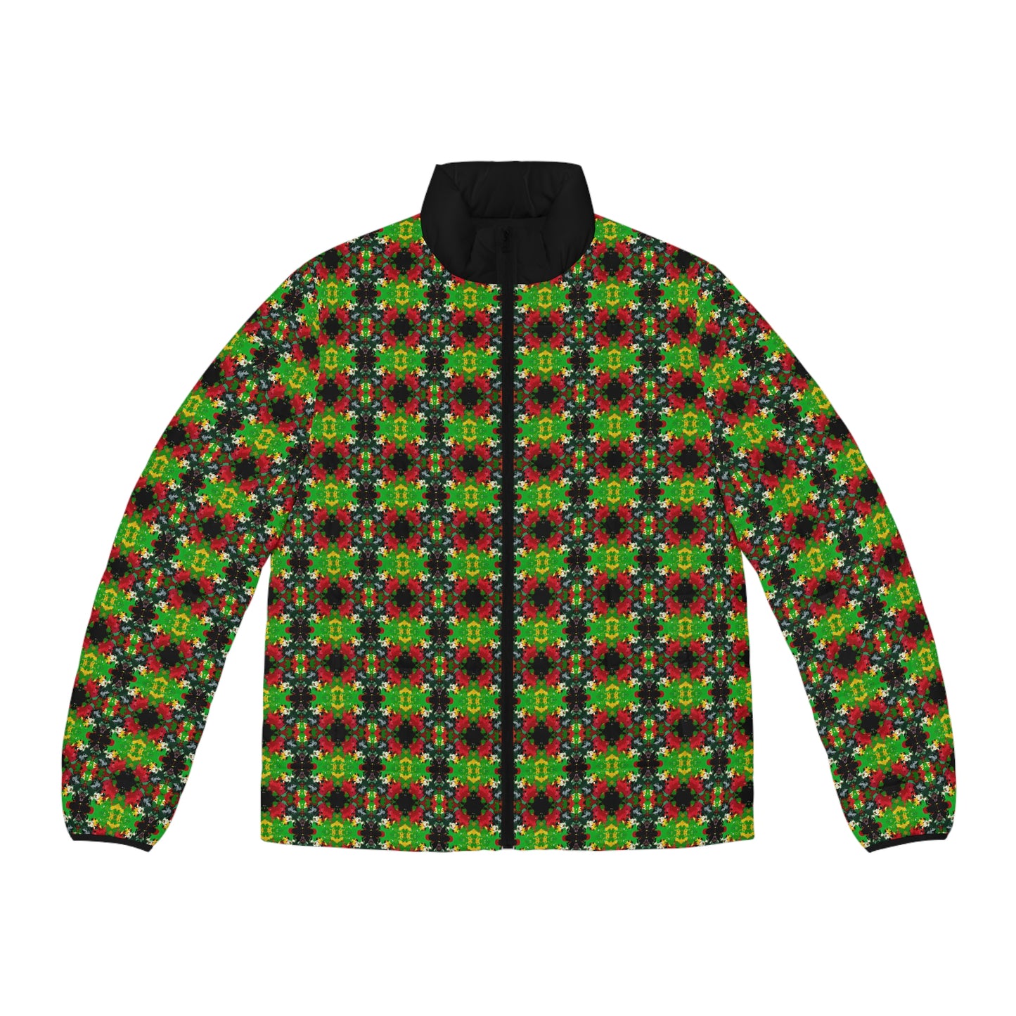 Rasta Kaleidescope 2 (Pattern) - AI Art - Men's Puffer Jacket