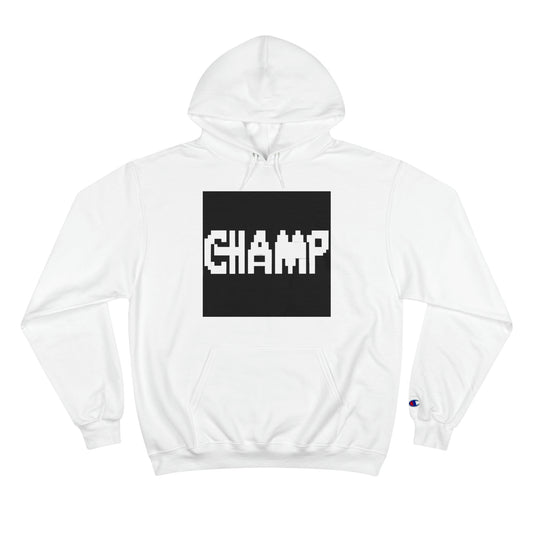 CHAMP Logo 9 B&W (8-bit Pixel Art) - AI Art - Champion Hoodie