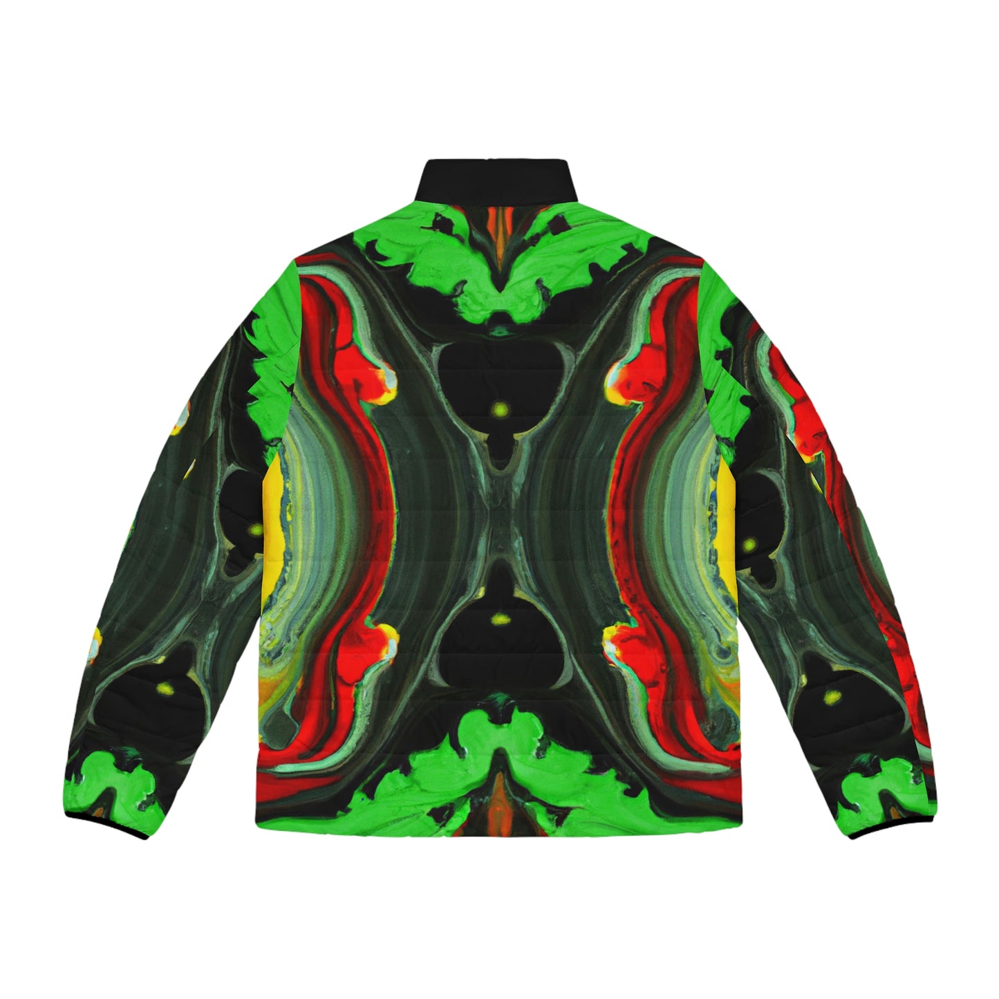 Rasta Wet Acrylic Paint Spaceballer Jacket - AI Art - Men's Puffer Jacket (AOP)