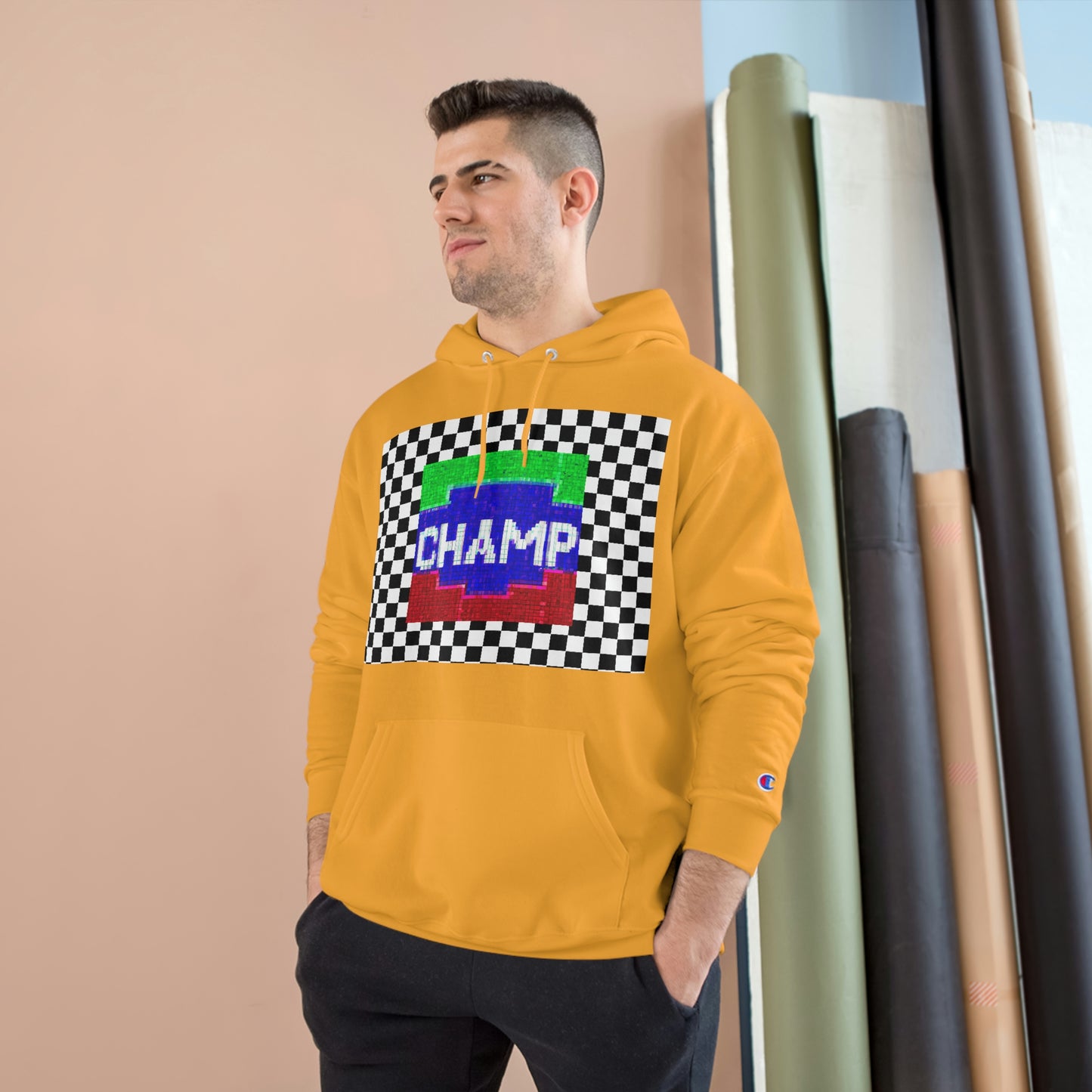 Checkered Flag (CHAMP Logo 2 8-bit) - Champion Hoodie