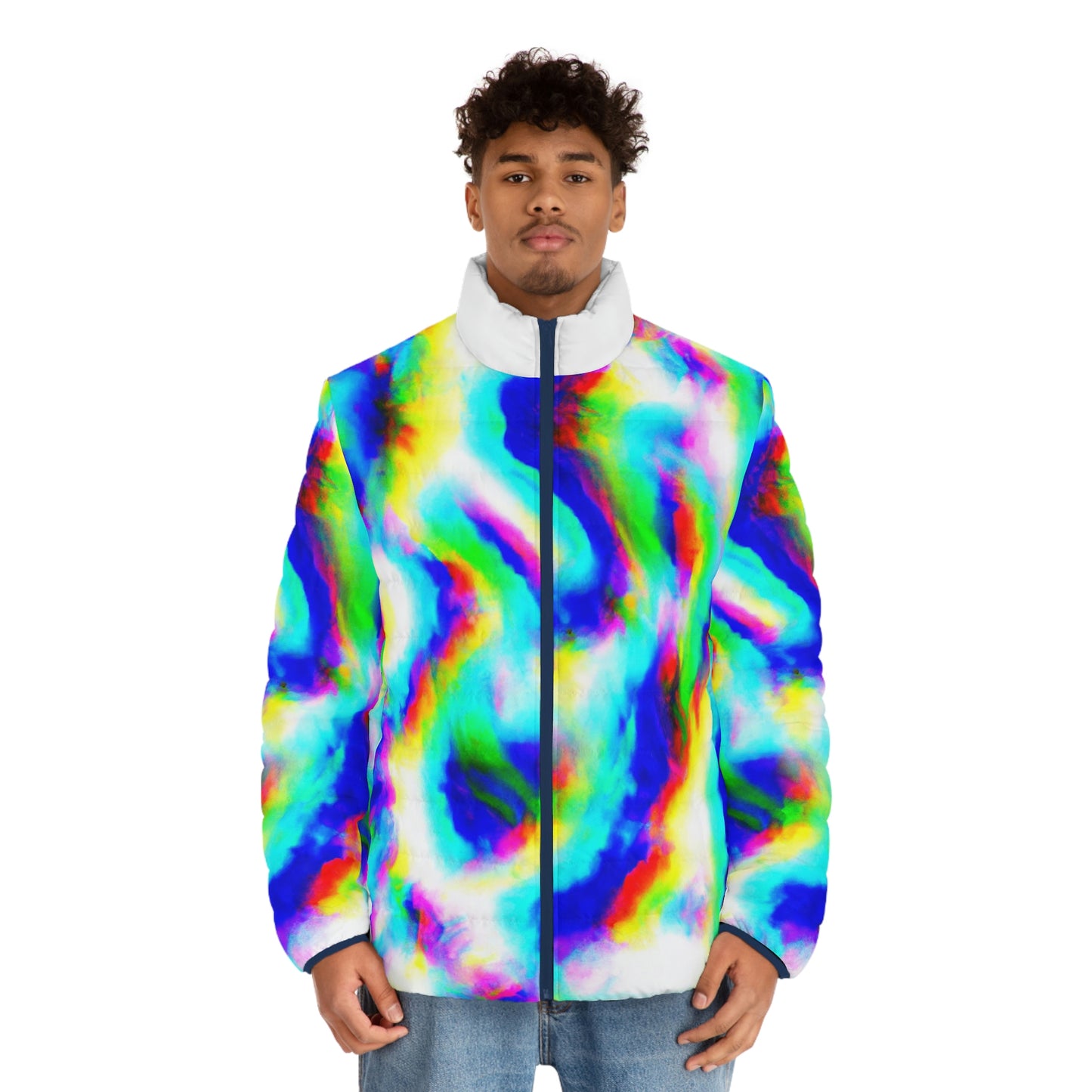 Hyperwave Tie-Dye 8 Spaceballer Jacket - AI Art - Men's Puffer Jacket