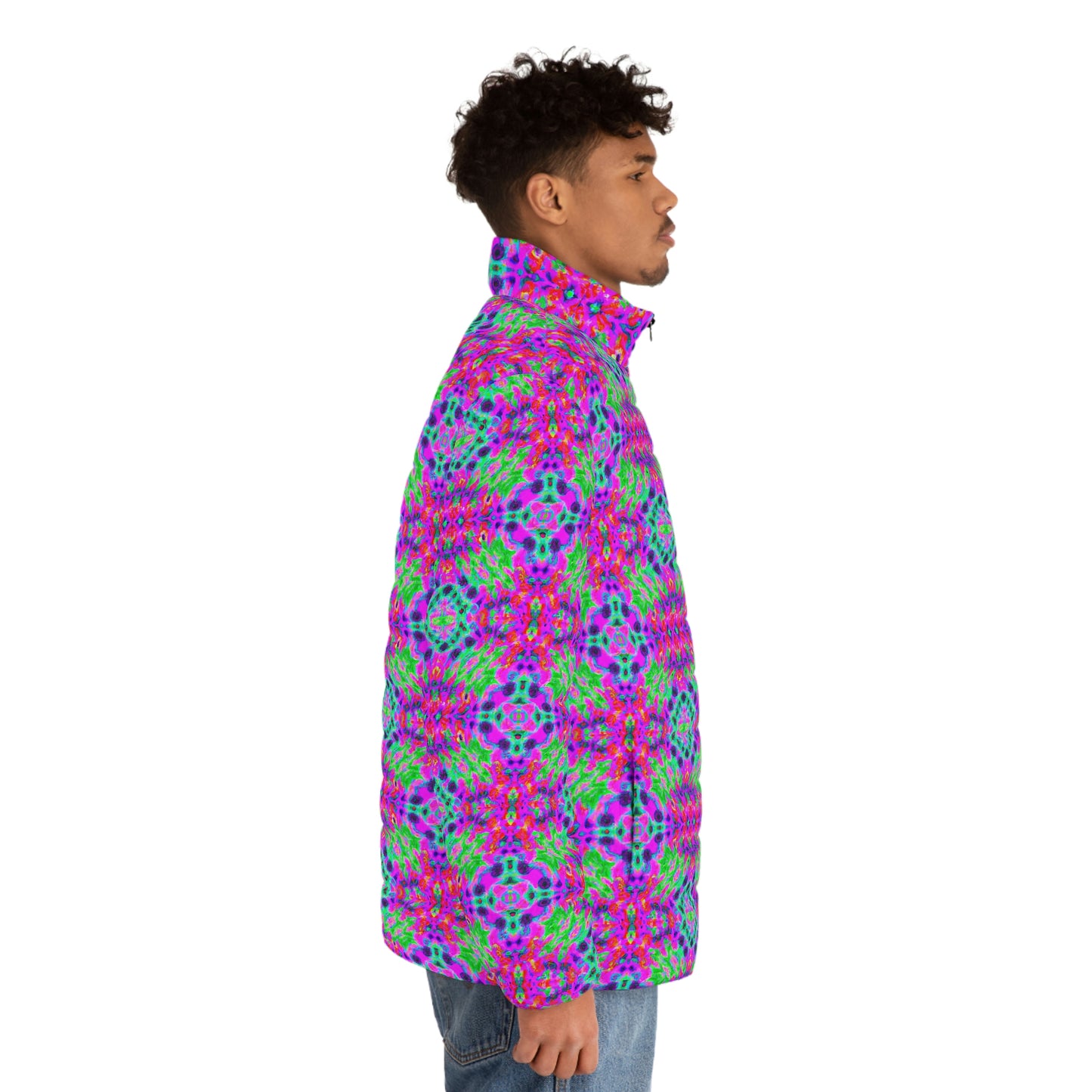 Hyperwave Fractal 5 Spaceballer Jacket - AI Art - Men's Puffer Jacket