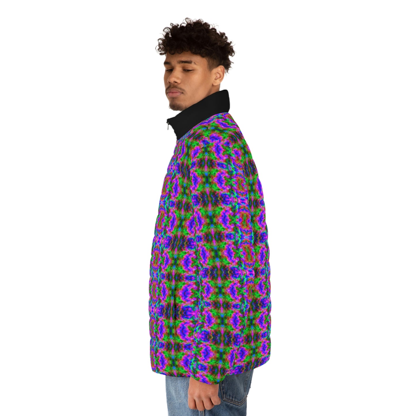 Hyperwave Tie-Dye 4 Spaceballer Jacket - AI Art - Men's Puffer Jacket