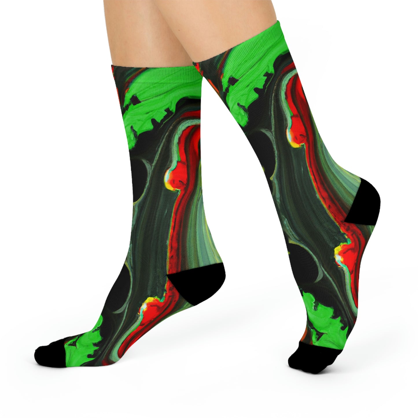 Rasta Wet Acrylic Paint - AI Art - Cushioned Crew Socks