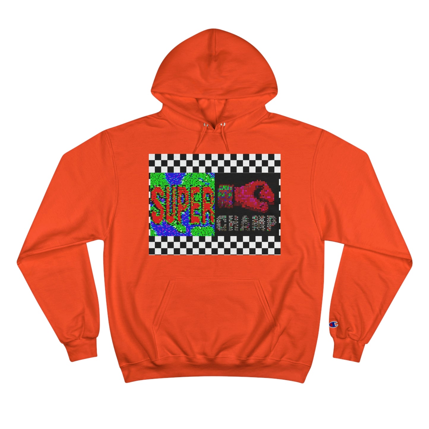 Checkered Flag (SUPER CHAMP Logo 3 8-bit) - Champion Hoodie