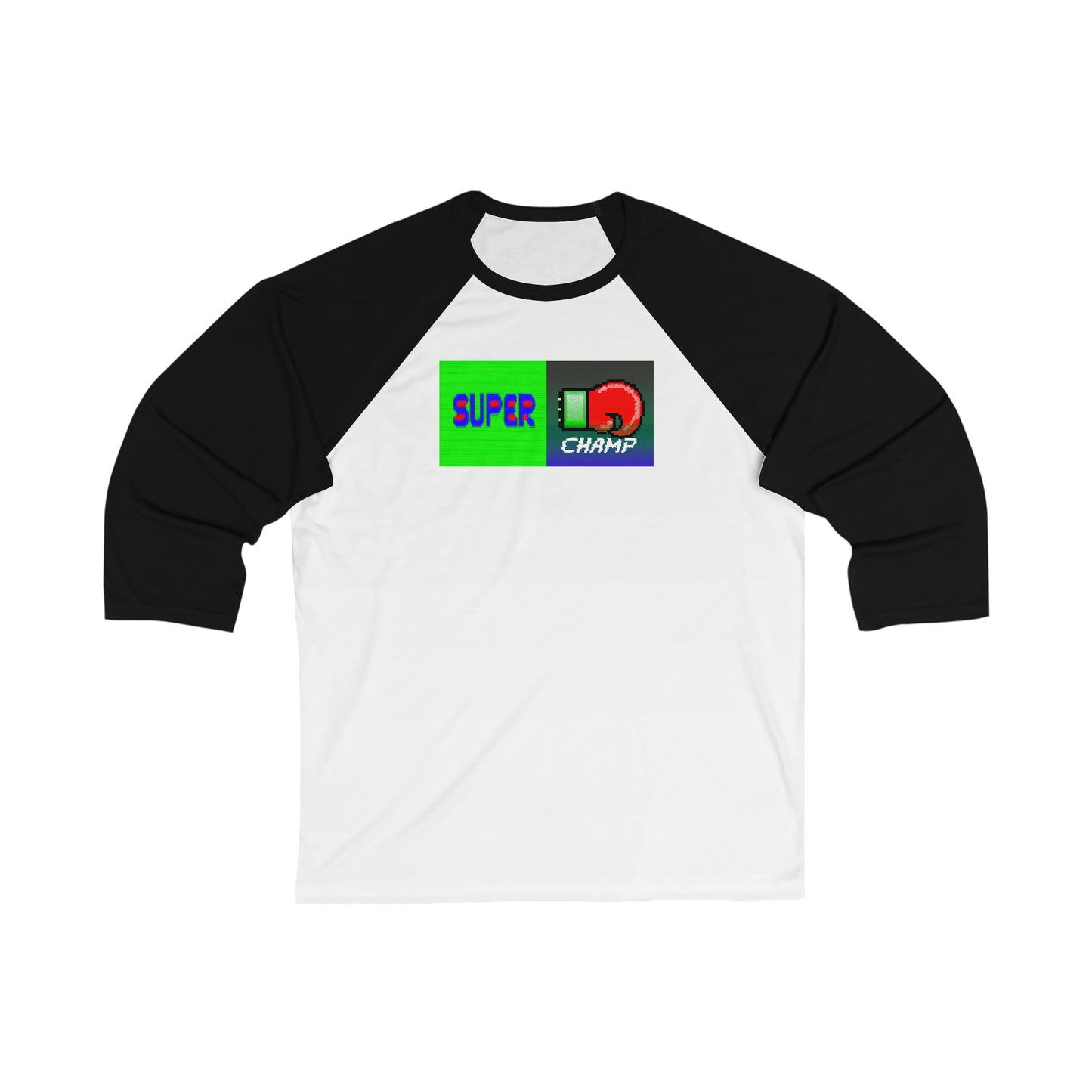 SUPER CHAMP (Alt Logo 1) - AI Art - 3\4 Sleeve Baseball Tee