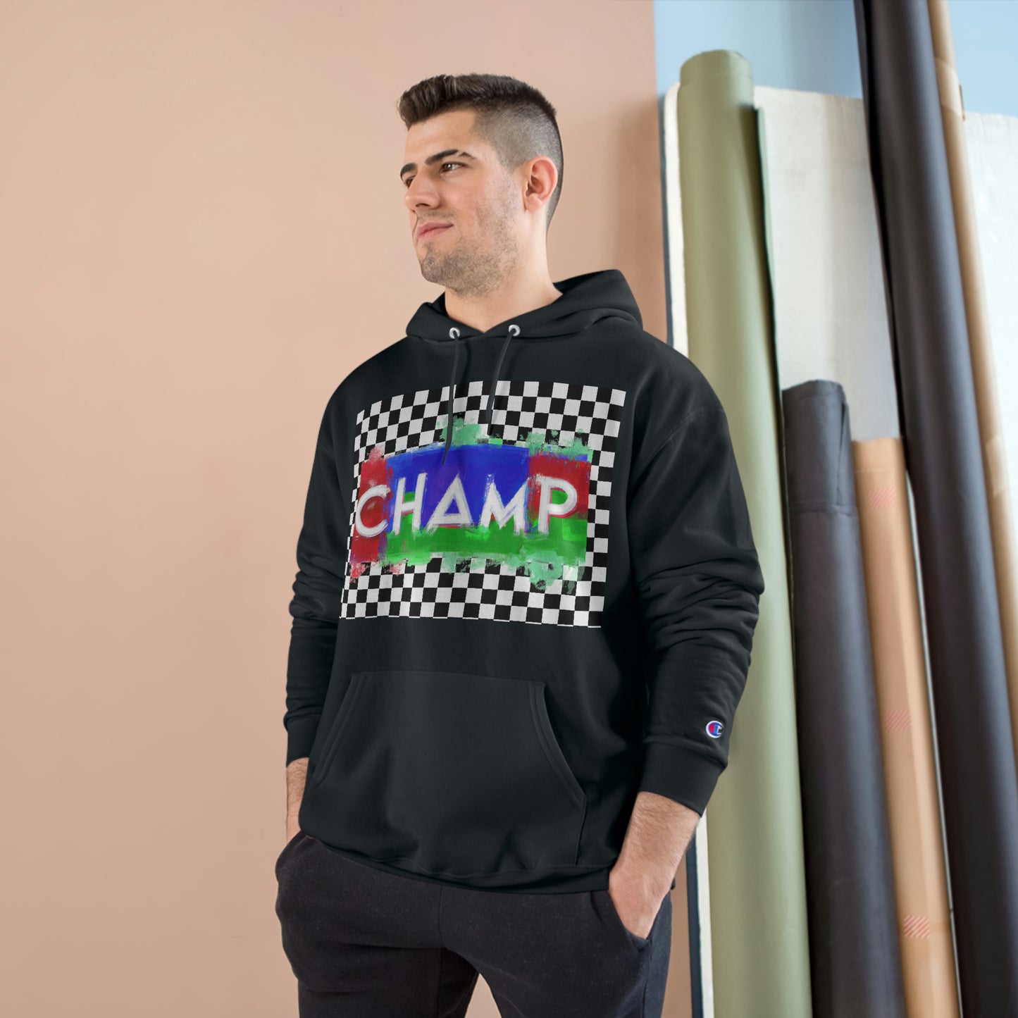 Checkered Flag (CHAMP Logo 1) - Champion Hoodie