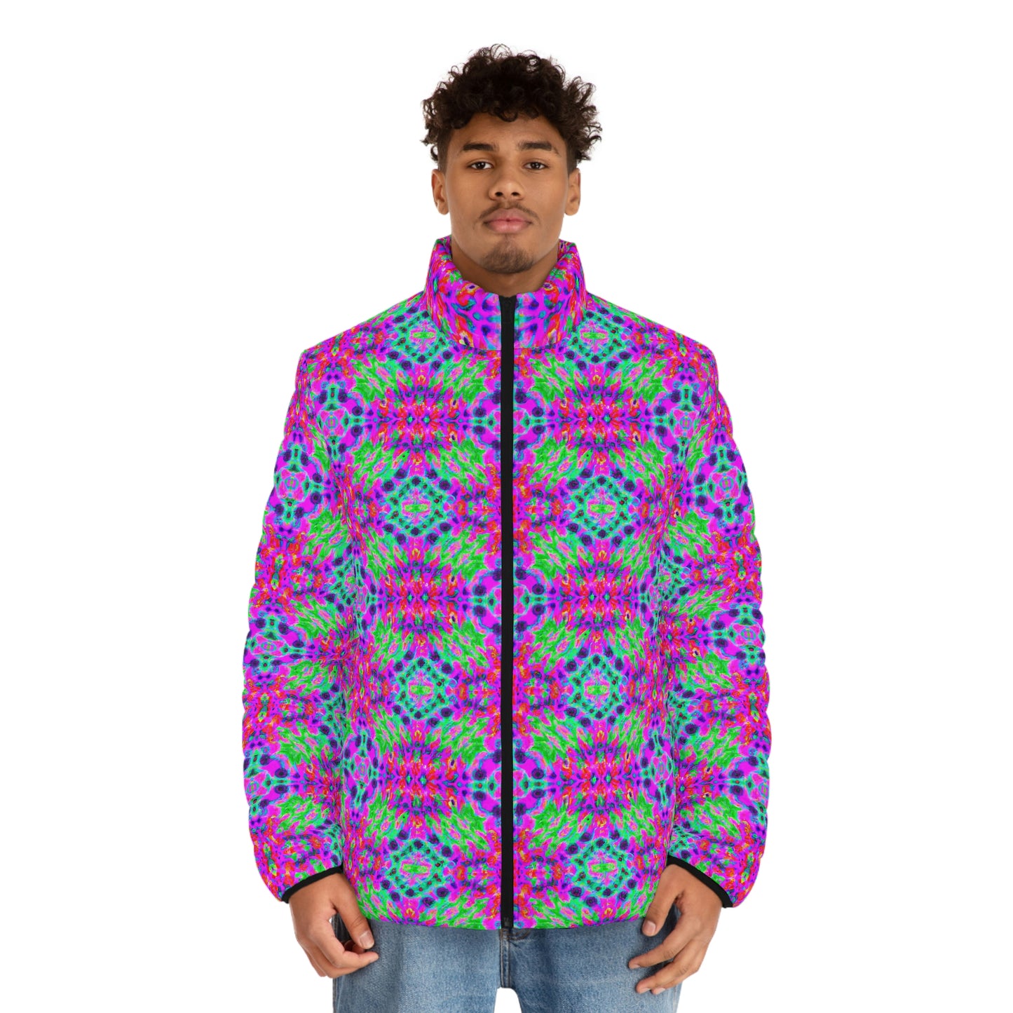 Hyperwave Fractal 5 Spaceballer Jacket - AI Art - Men's Puffer Jacket