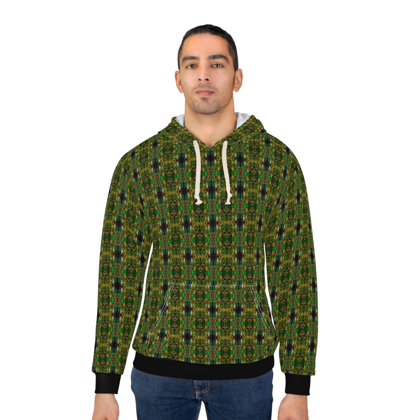 RastaX 1 (Full Patterened Hood) - AI Art - Pullover Hoodie