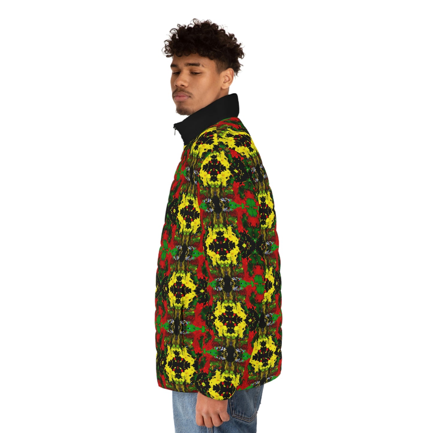 Rasta Kaleidescope 3 Spaceballer Jacket - AI Art - Men's Puffer Jacket