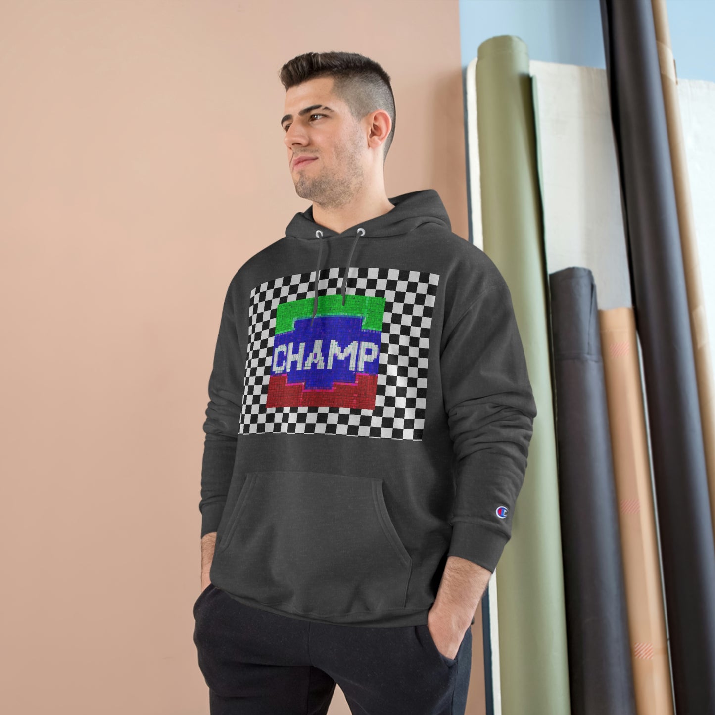 Checkered Flag (CHAMP Logo 2 8-bit) - Champion Hoodie