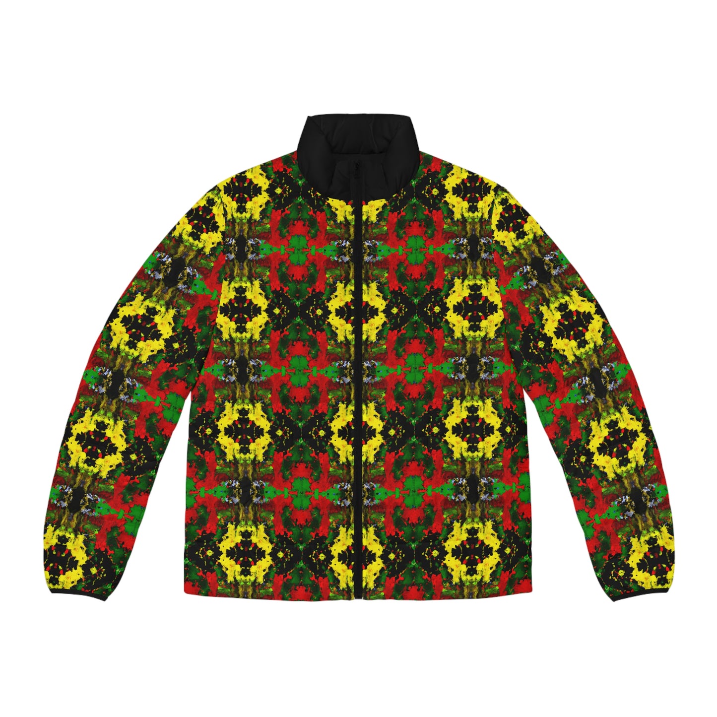 Rasta Kaleidescope 3 Spaceballer Jacket - AI Art - Men's Puffer Jacket