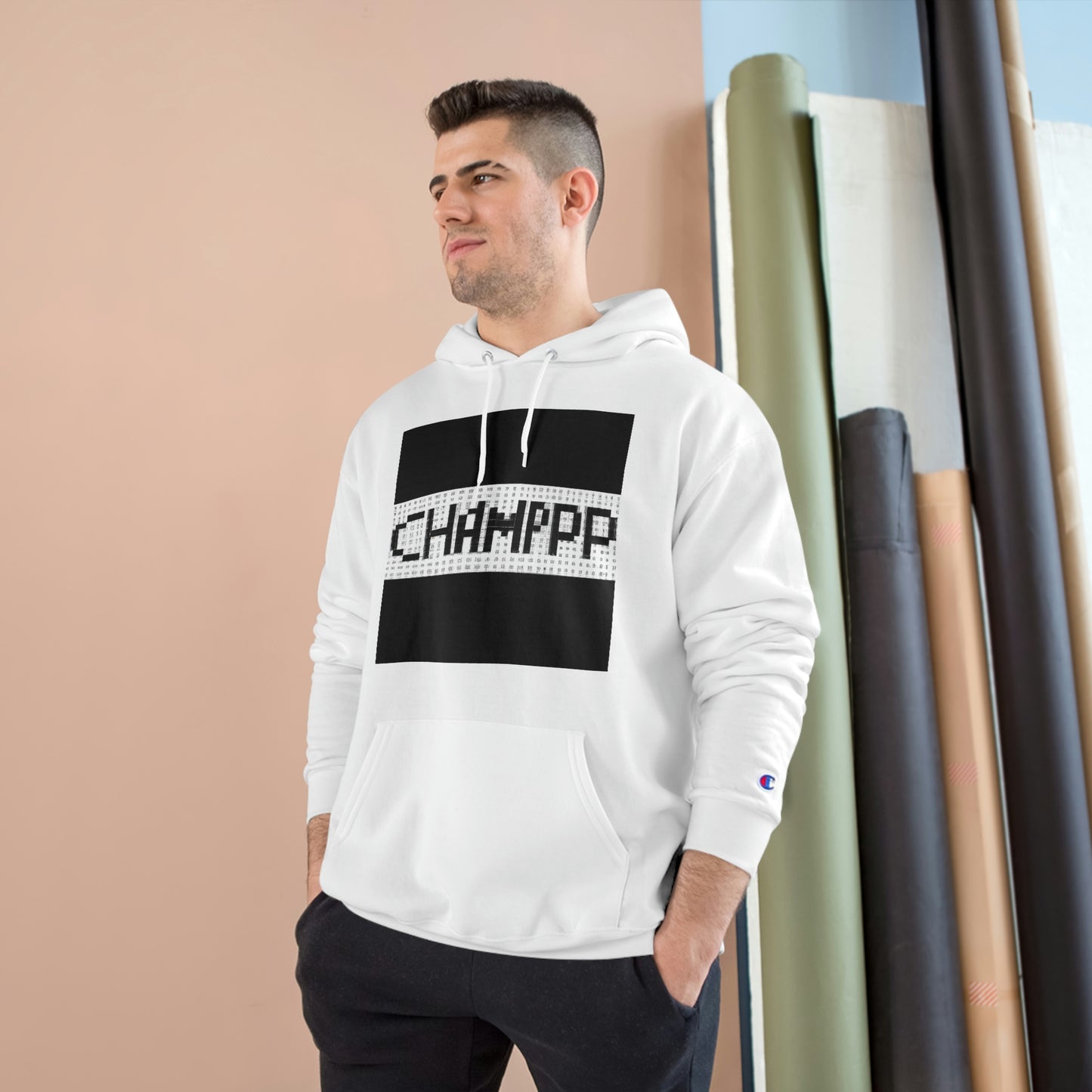 CHAMPPP Logo 11 (Pixel) - AI Art - Champion Hoodie