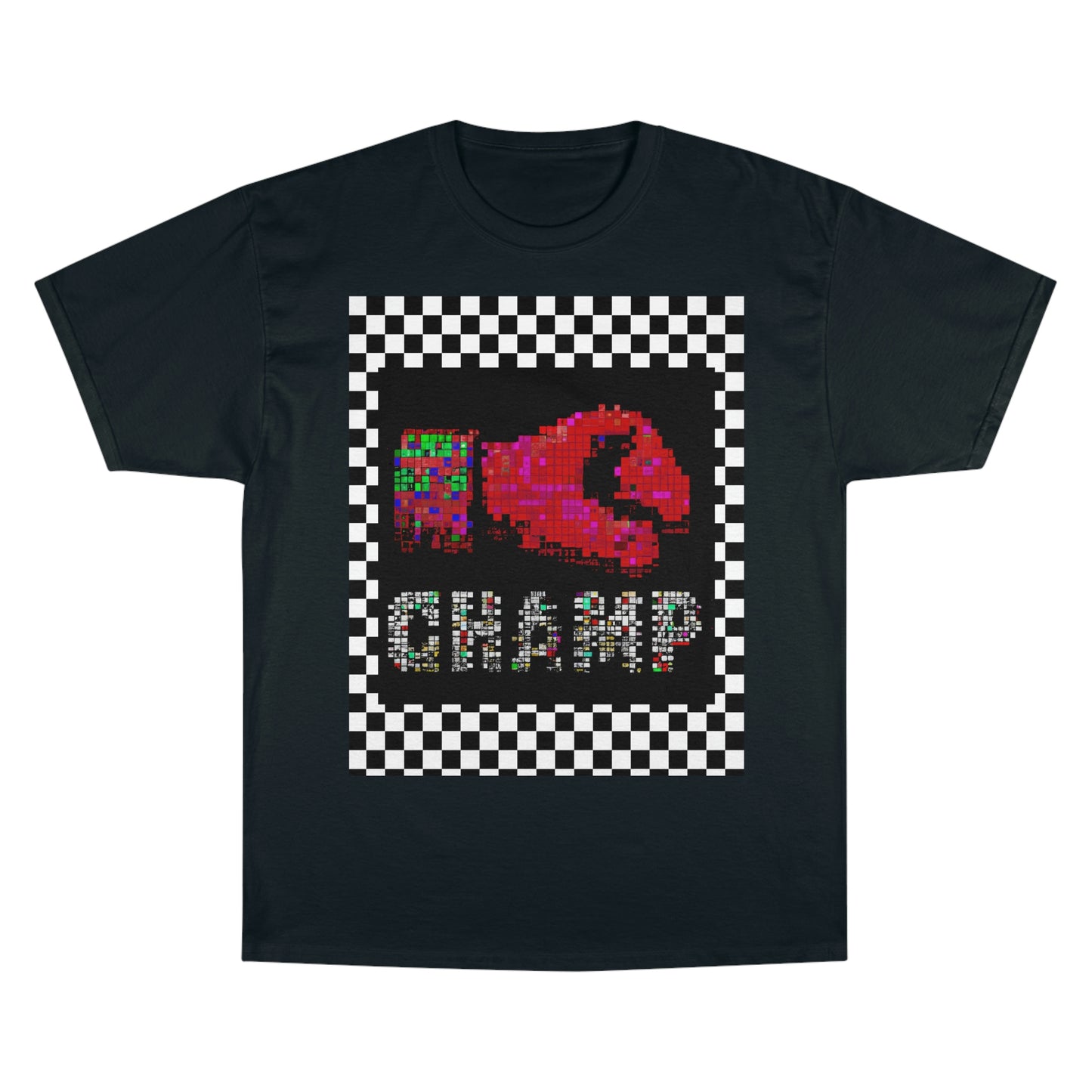 Checkered (CHAMP Logo 3 8-bit Boxing Glove) - Champion T-Shirt