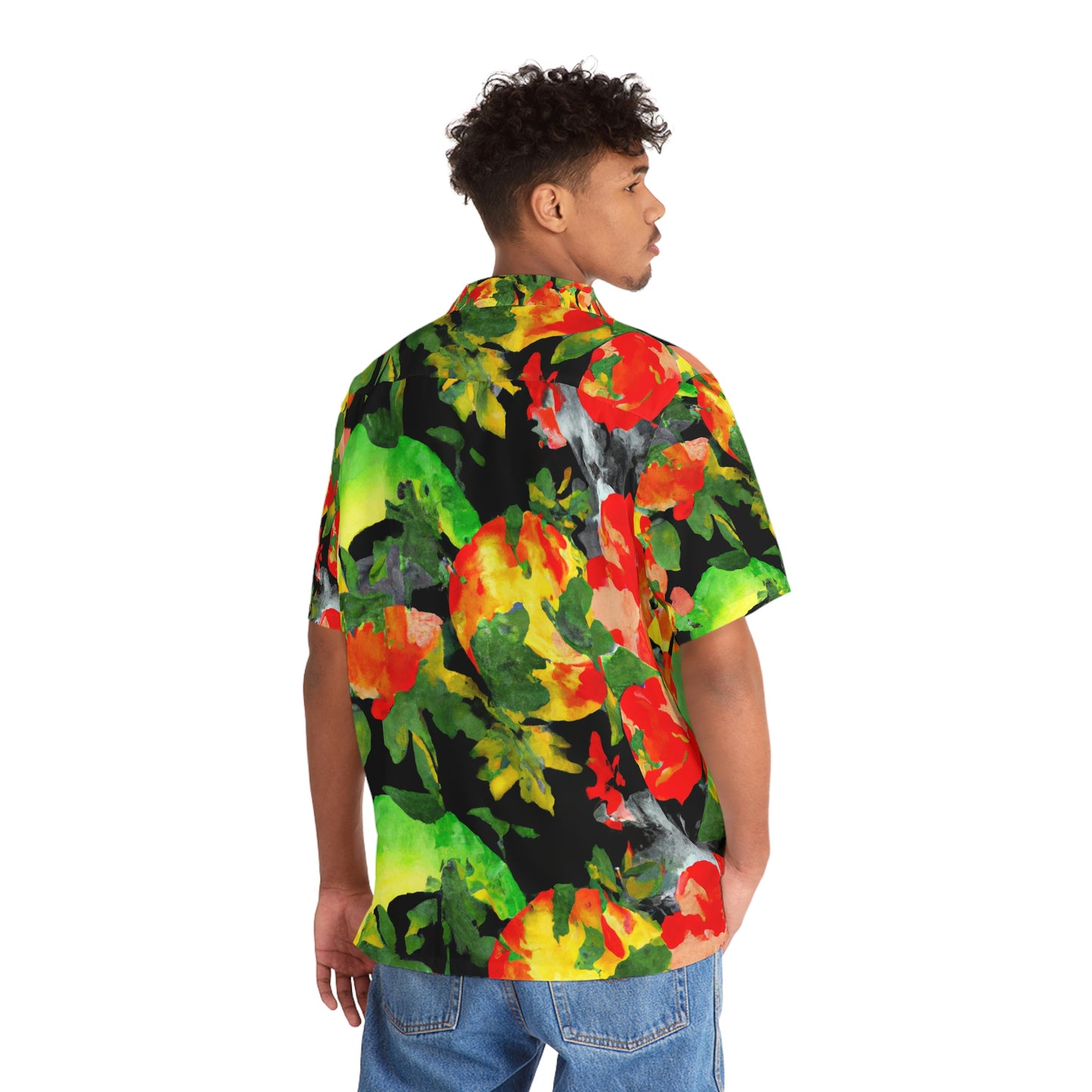 Peach Tree Watercolor - AI Art - Men's Hawaiian Shirt