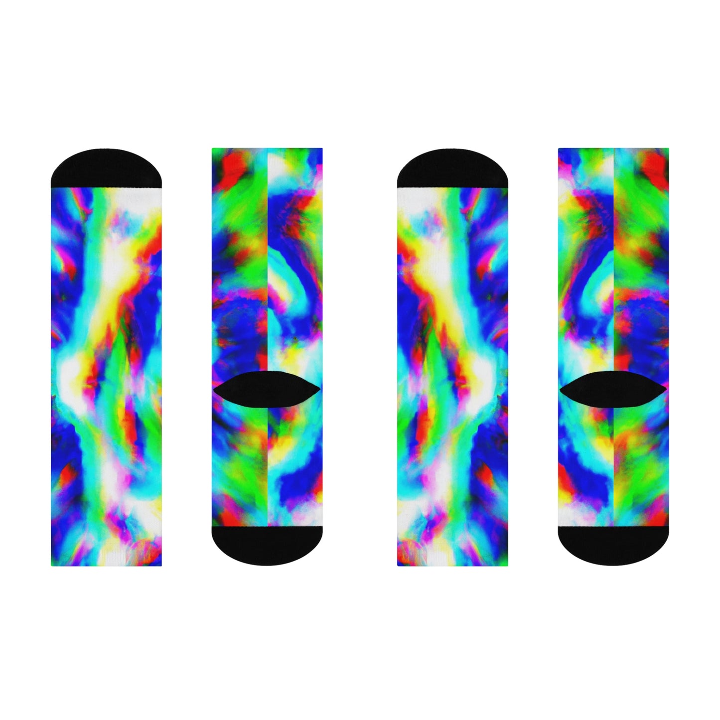 Hyperwave Tie-Dye 8 - AI Art - Crew Socks