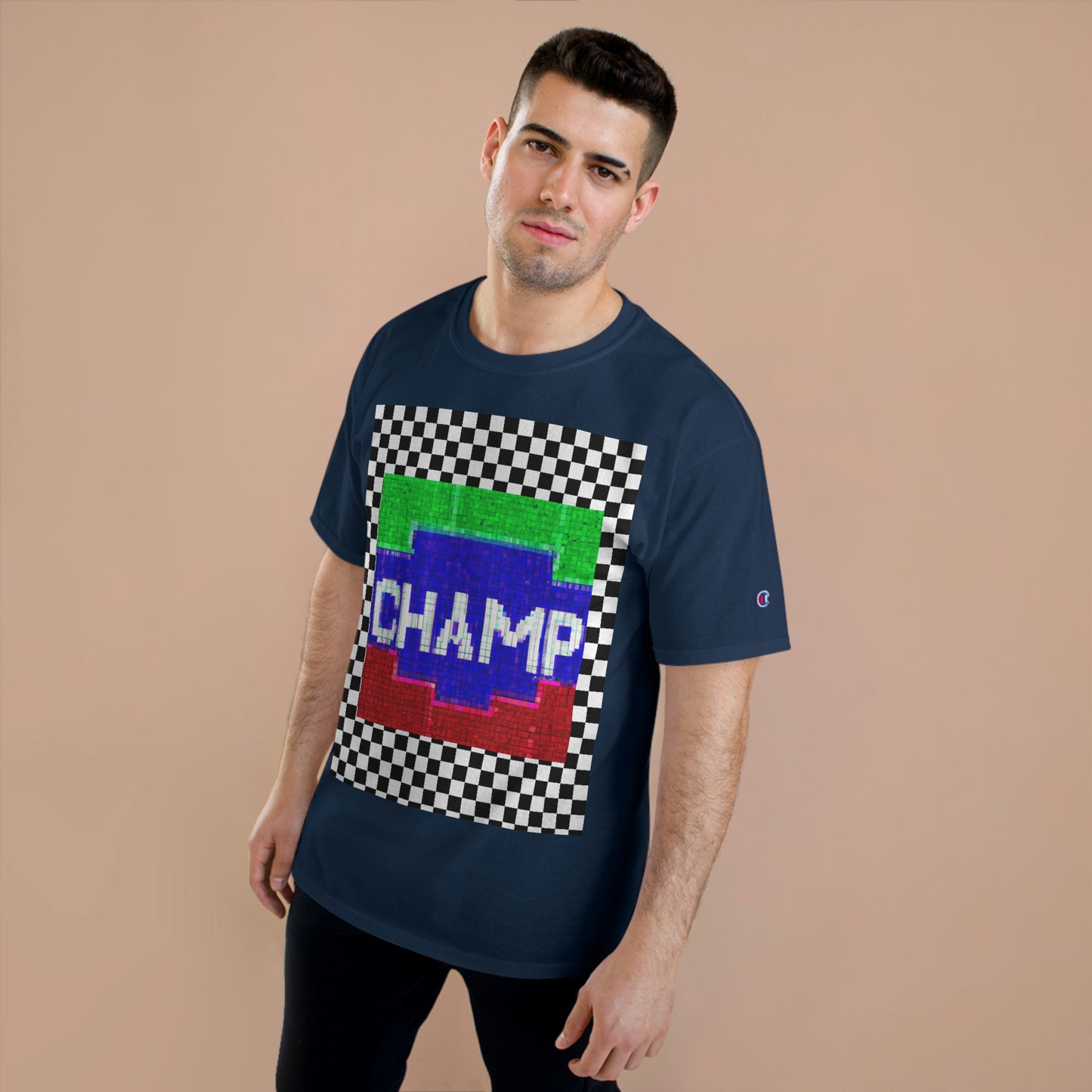 Checkered (CHAMP Logo 2 8-bit) - Champion T-Shirt