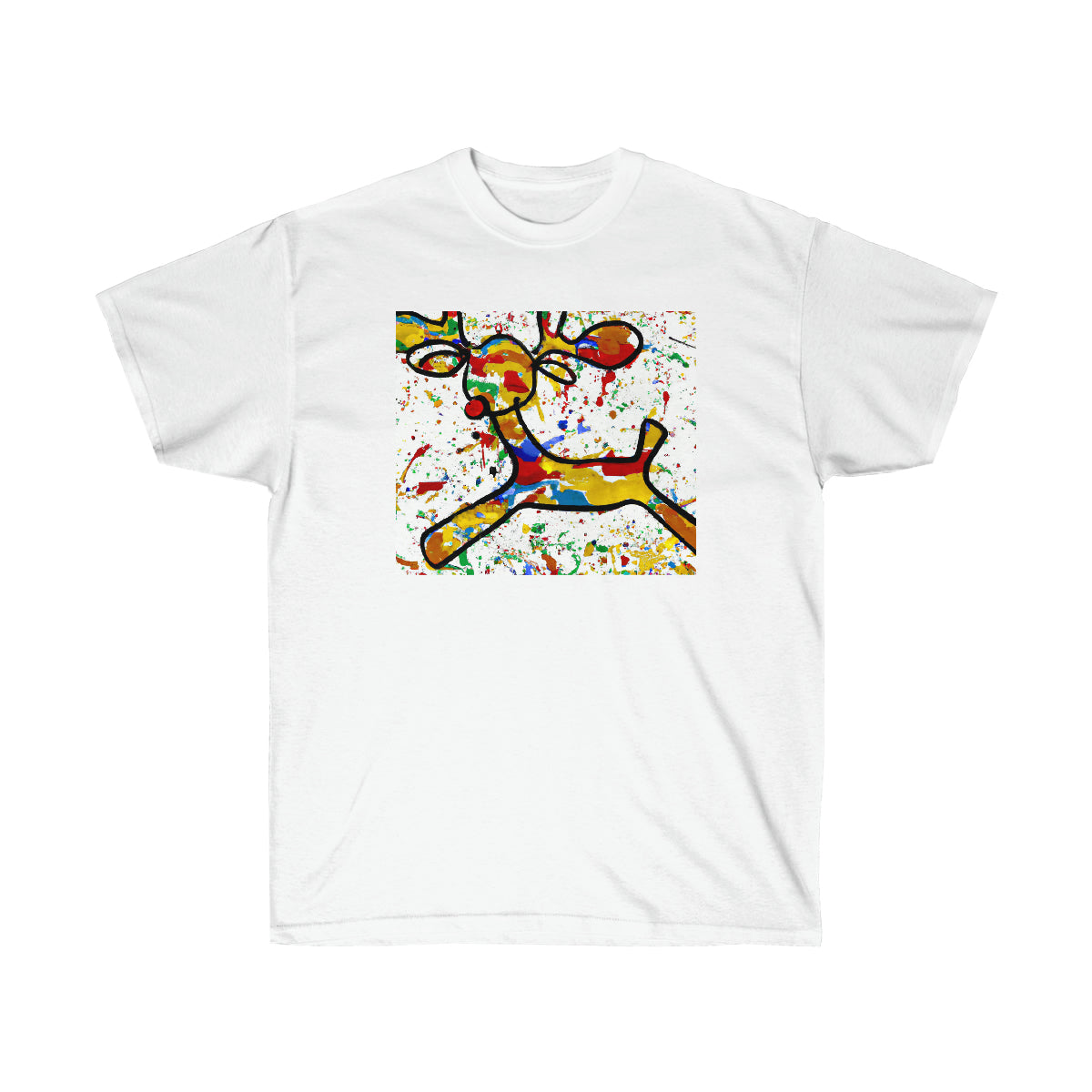 Pollock Style Young Reindeer - AI Art - Ultra Cotton Tee