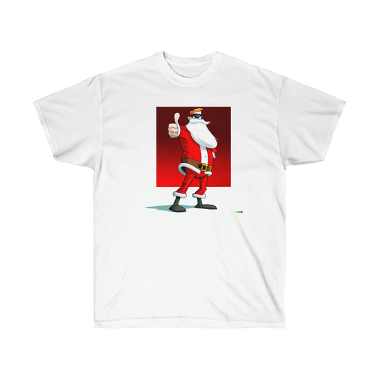 Santa in his 40's (Shades, Thumbs Up) - AI Cartoon Art - Ultra Cotton Tee