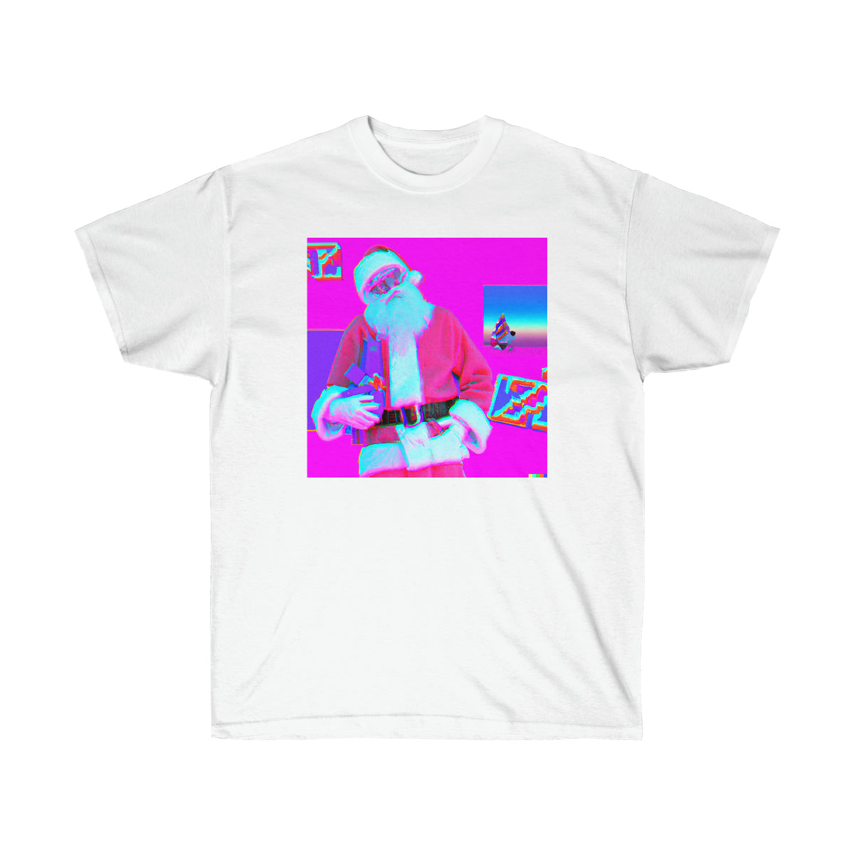 Santa Claus Rollin Up to the Party - Vaporwave AI Art - Ultra Cotton Tee