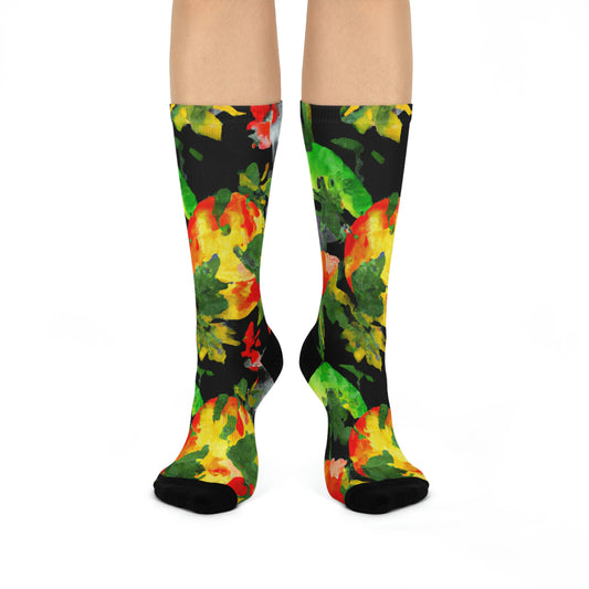 Peach Tree Watercolor - AI Art - Cushioned Crew Socks