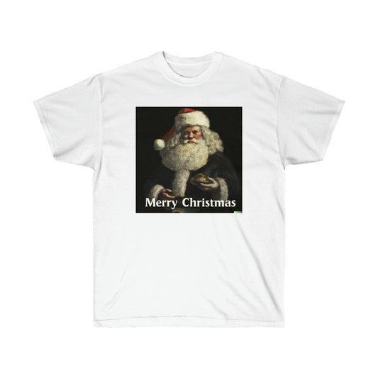 Rembrandt Style Santa Claus "Merry Christmas" - AI Art - Ultra Cotton Tee