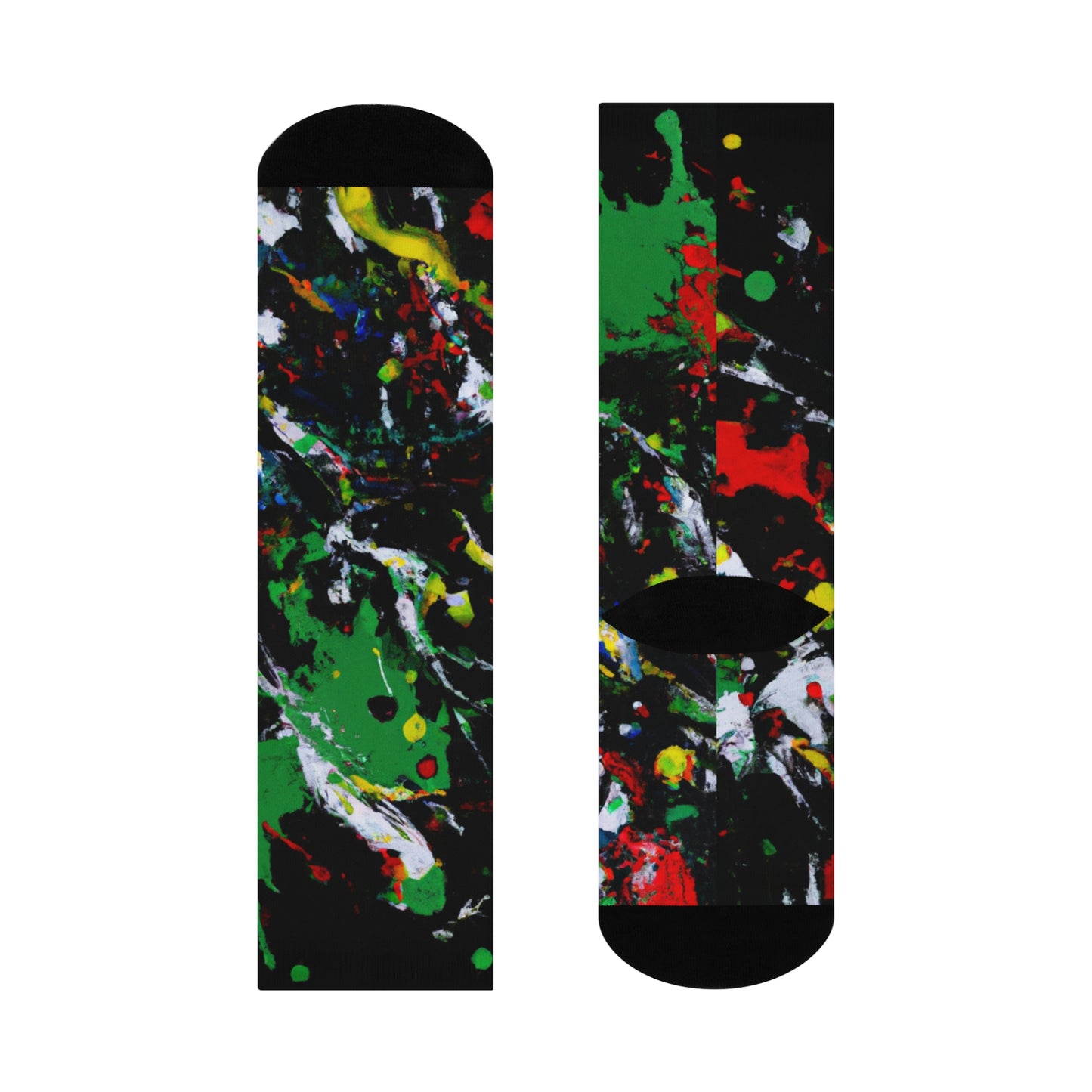 Rasta Acrylic Paint Splatter - AI Art - Crew Socks