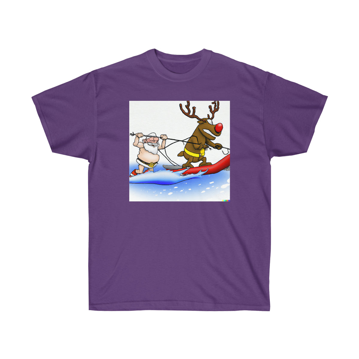 Santa Claus Waterskiing - AI Cartoon Art - Ultra Cotton Tee