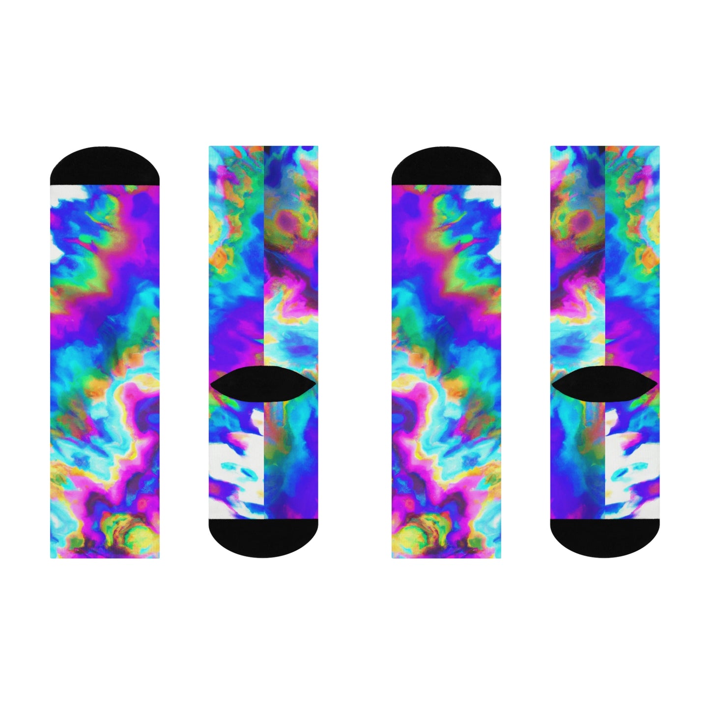 Hyperwave Tie-Dye 3 - AI Art - Crew Socks