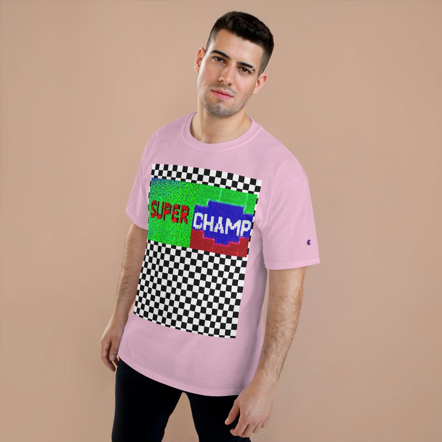 Checkered (SUPER CHAMP Logo 2 8-bit) - Champion T-Shirt