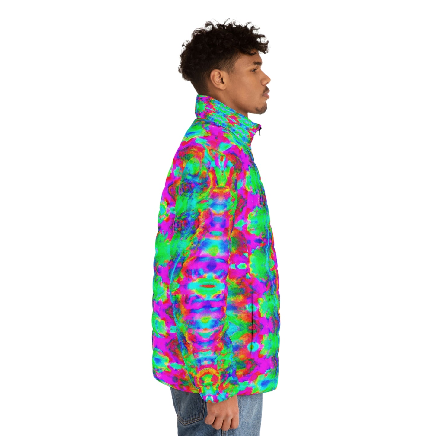 Hyperwave Tie-Dye 5 Spaceballer Jacket - AI Art - Men's Puffer Jacket