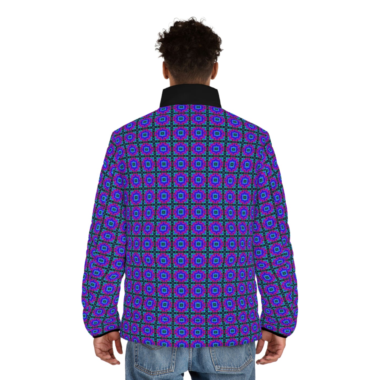 Vaporwave Purple Spaceballer Jacket - AI Art - Men's Puffer Jacket