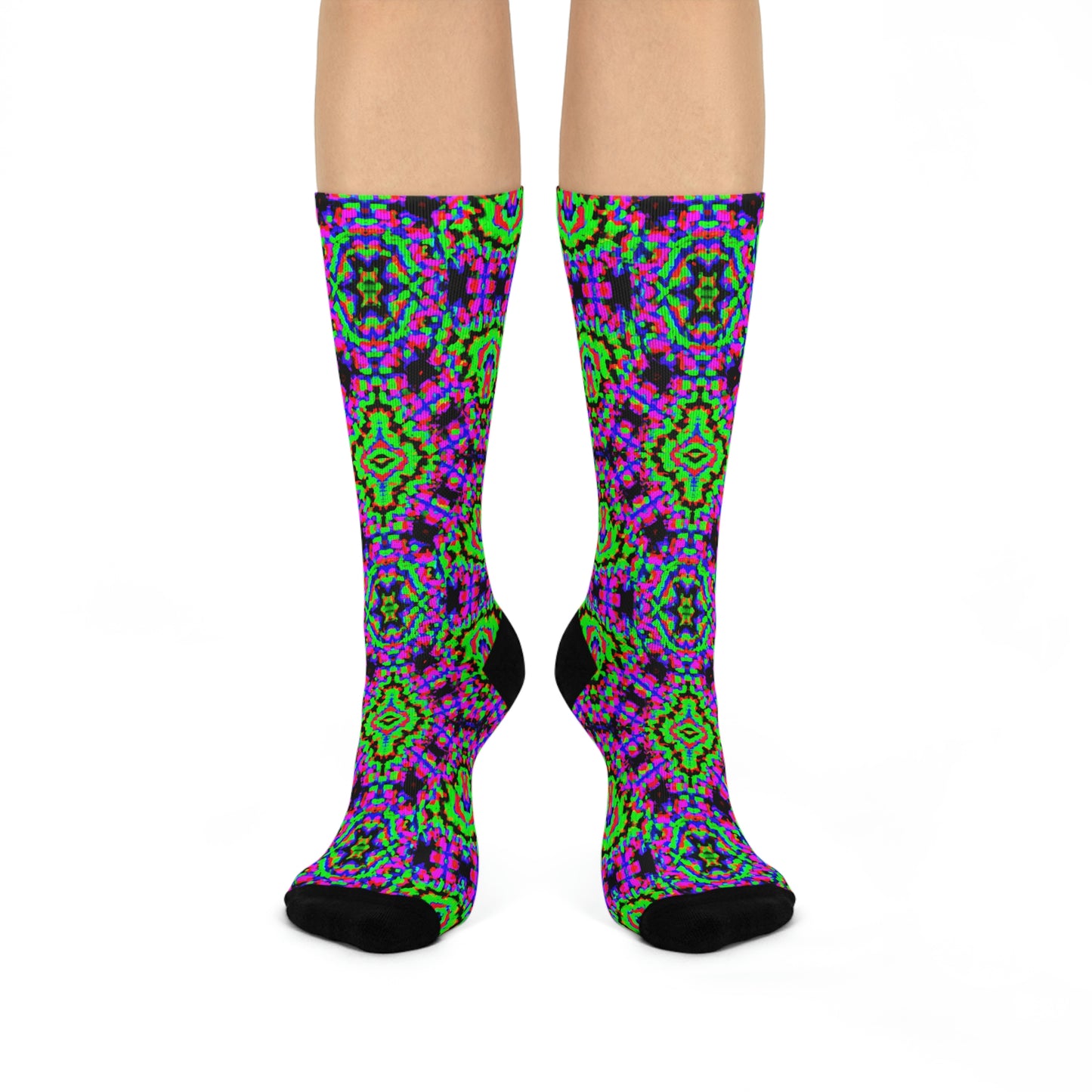 Hyperwave Fractal 2 - AI Art - Crew Socks