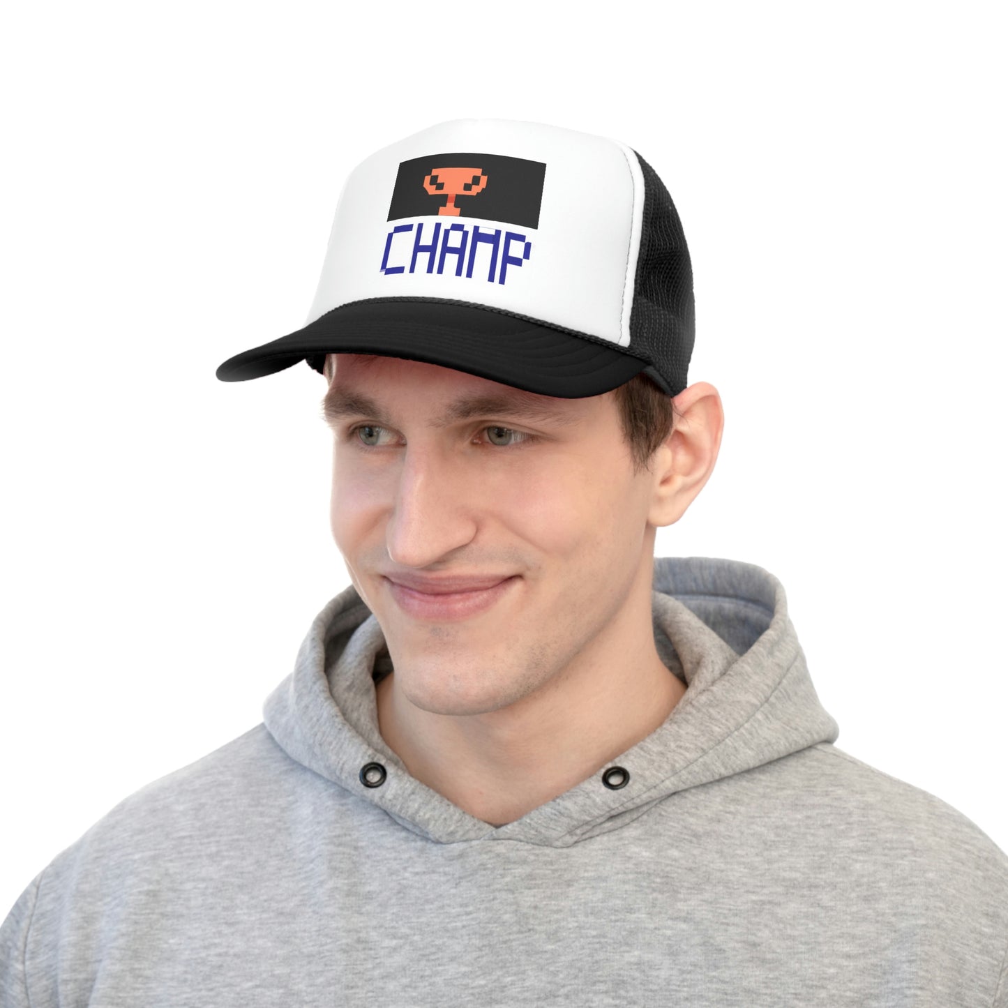 CHAMP Trophy Logo (Pixel) - AI Art - Trucker Hats