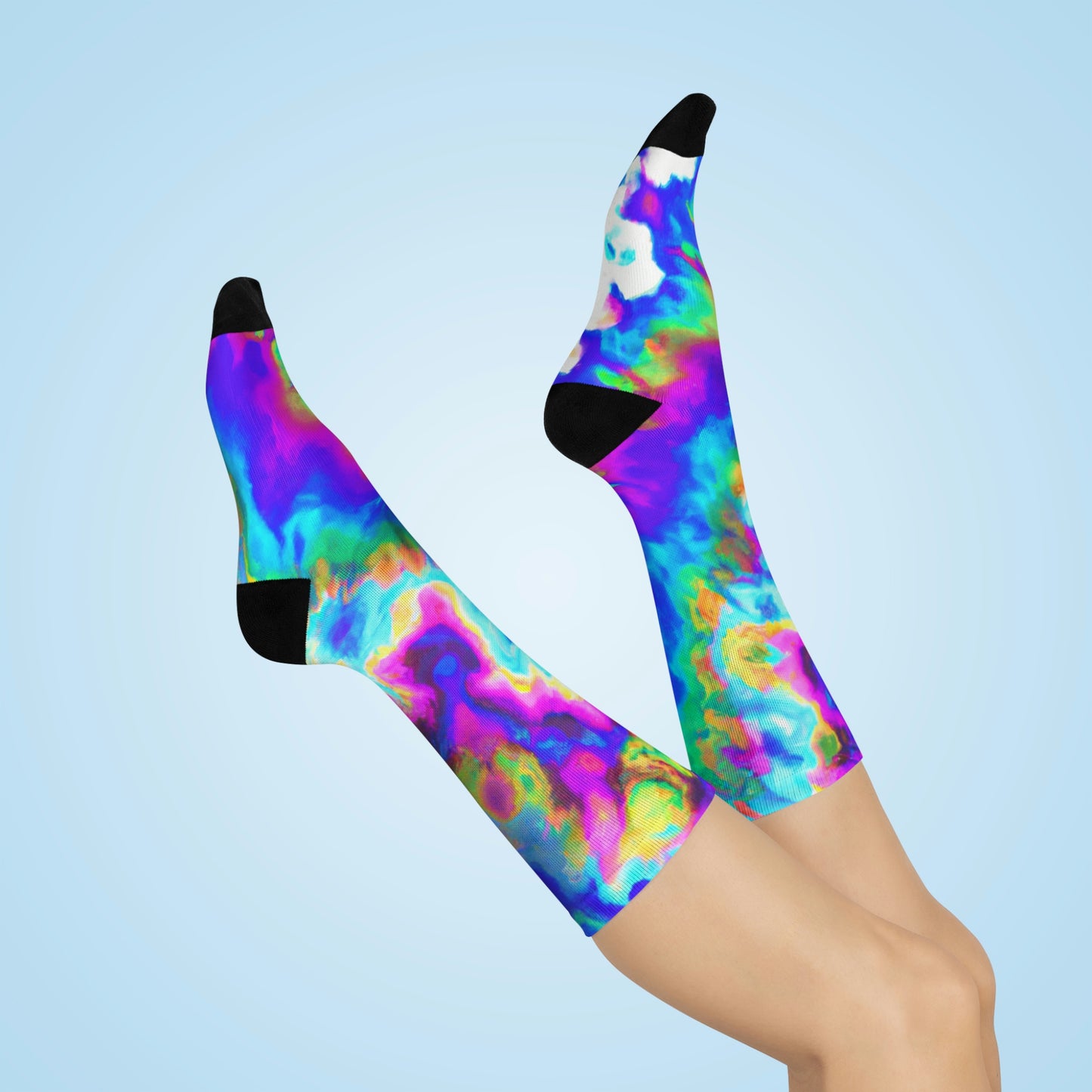 Hyperwave Tie-Dye 3 - AI Art - Crew Socks