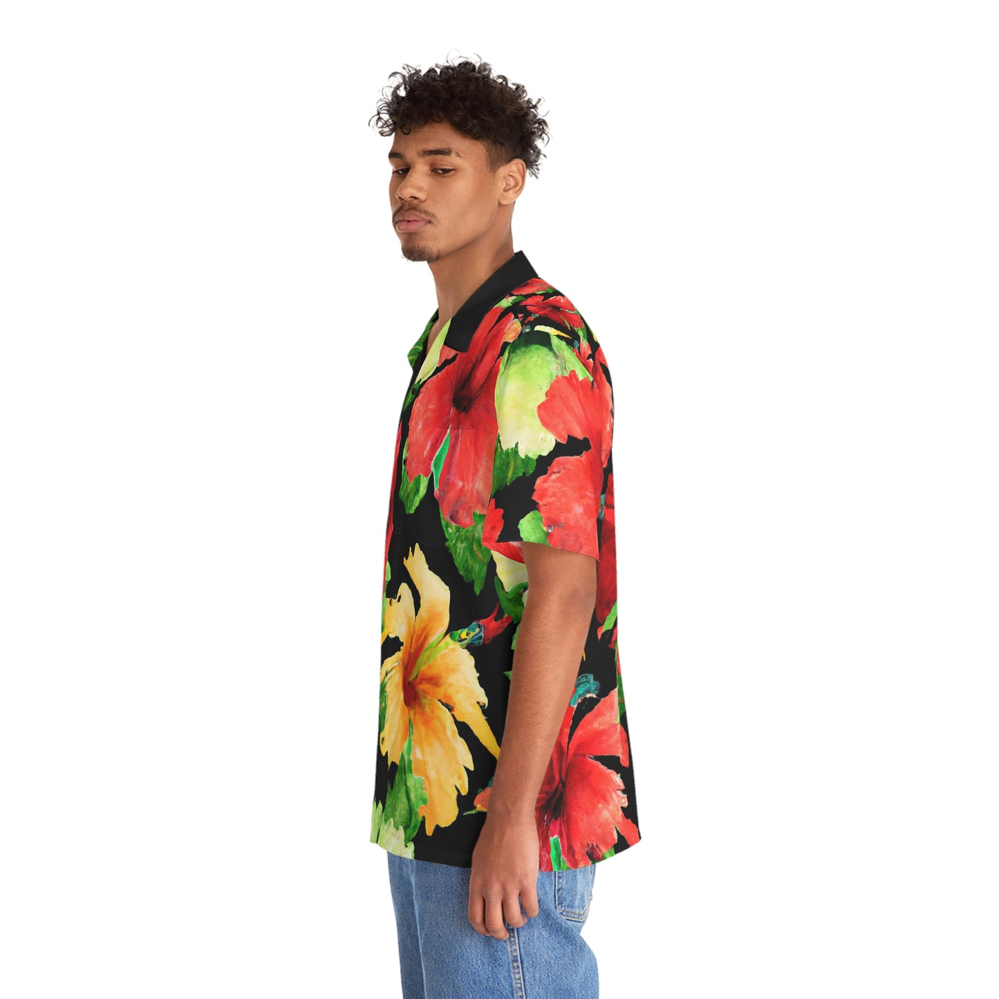 Hibiscus Watercolor 7 - AI Art - Men's Hawaiian Shirt