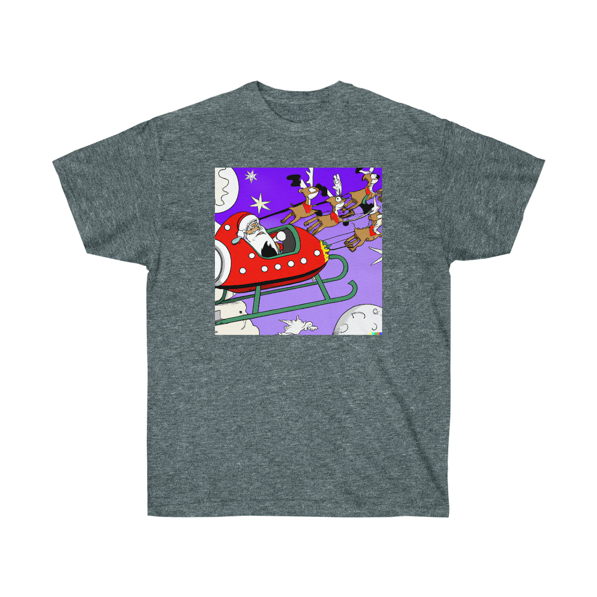 Santa Reindeer Rocketsleigh - AI Cartoon Art - Ultra Cotton Tee