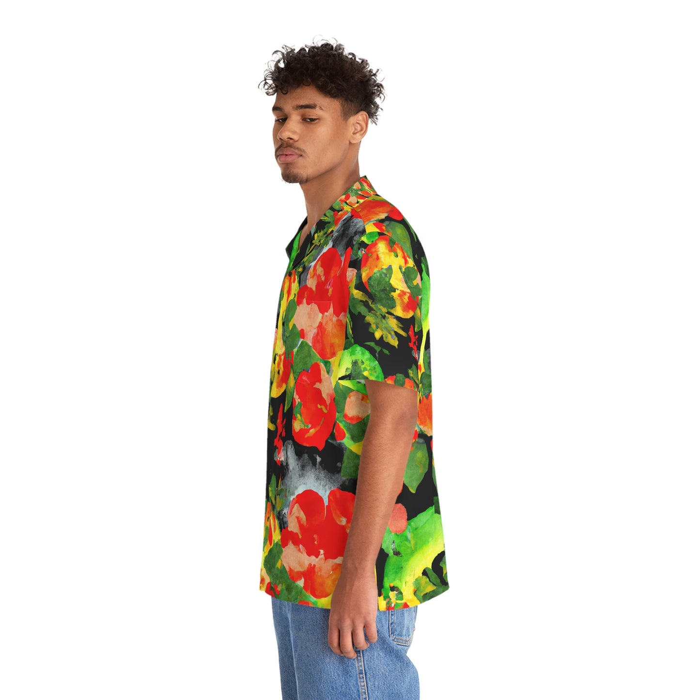 Peach Tree Watercolor - AI Art - Men's Hawaiian Shirt