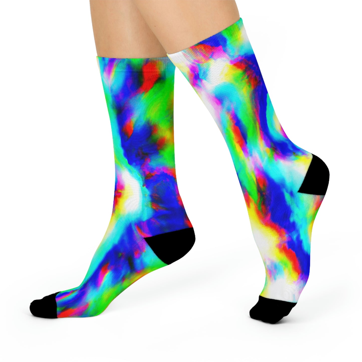 Hyperwave Tie-Dye 8 - AI Art - Crew Socks