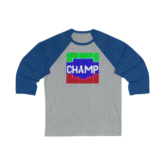 CHAMP (Alt Logo 4 Pixel) - AI Art - 3\4 Sleeve Baseball Tee