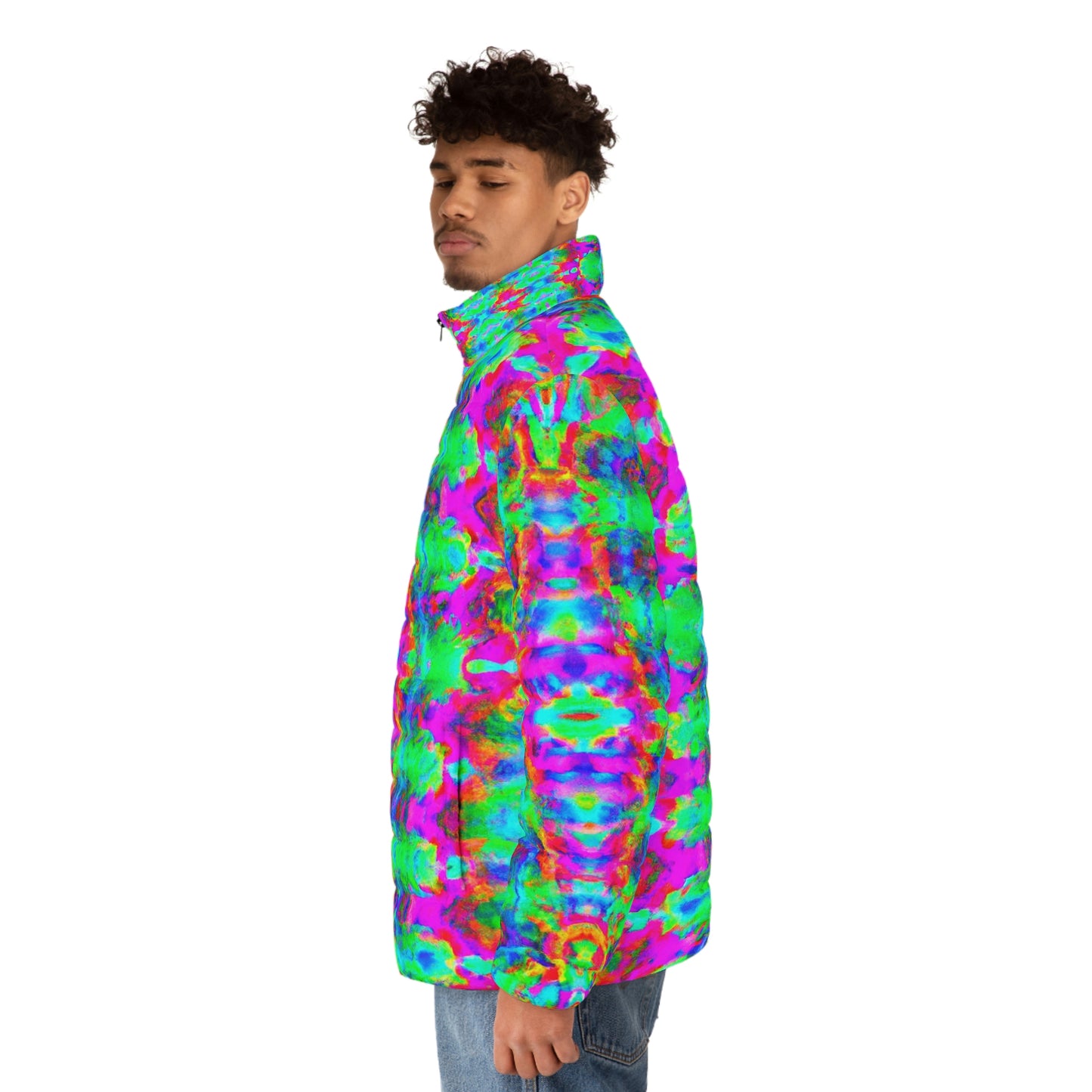 Hyperwave Tie-Dye 5 Spaceballer Jacket - AI Art - Men's Puffer Jacket