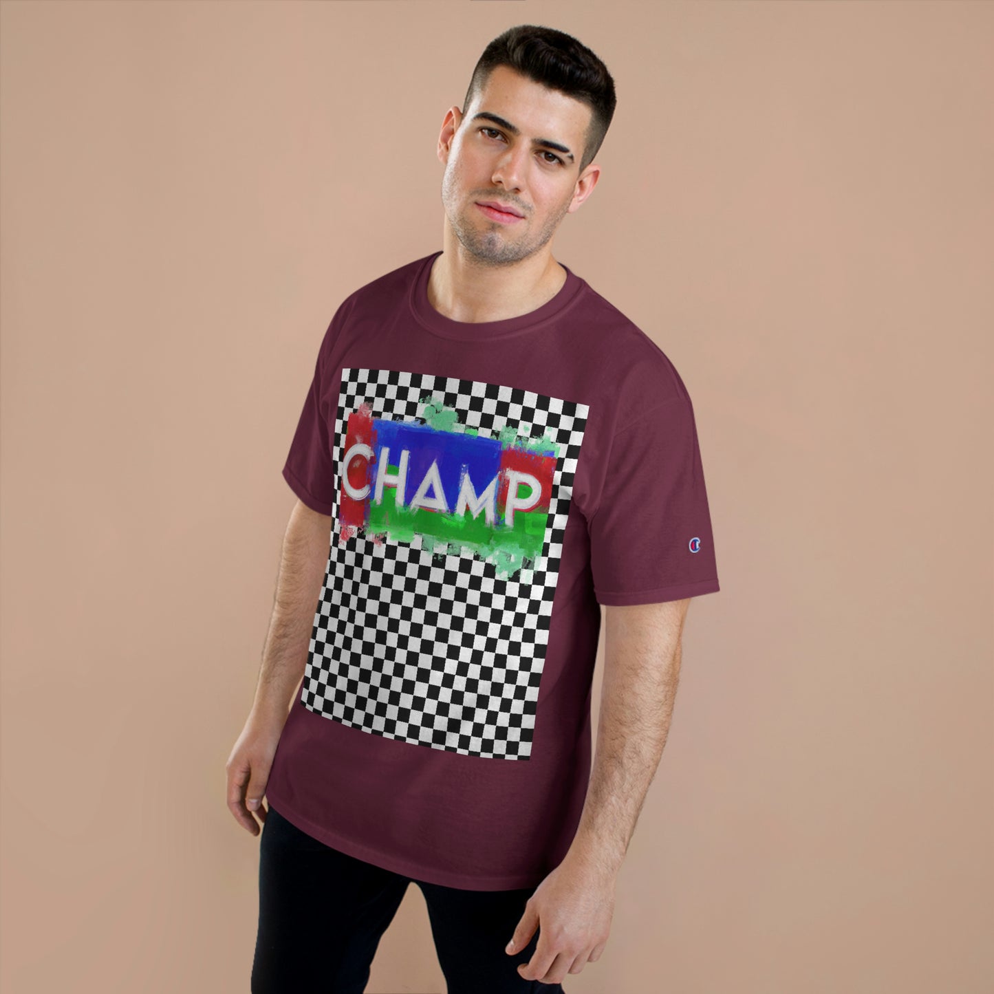 Checkered (CHAMP Logo 1) - Champion T-Shirt