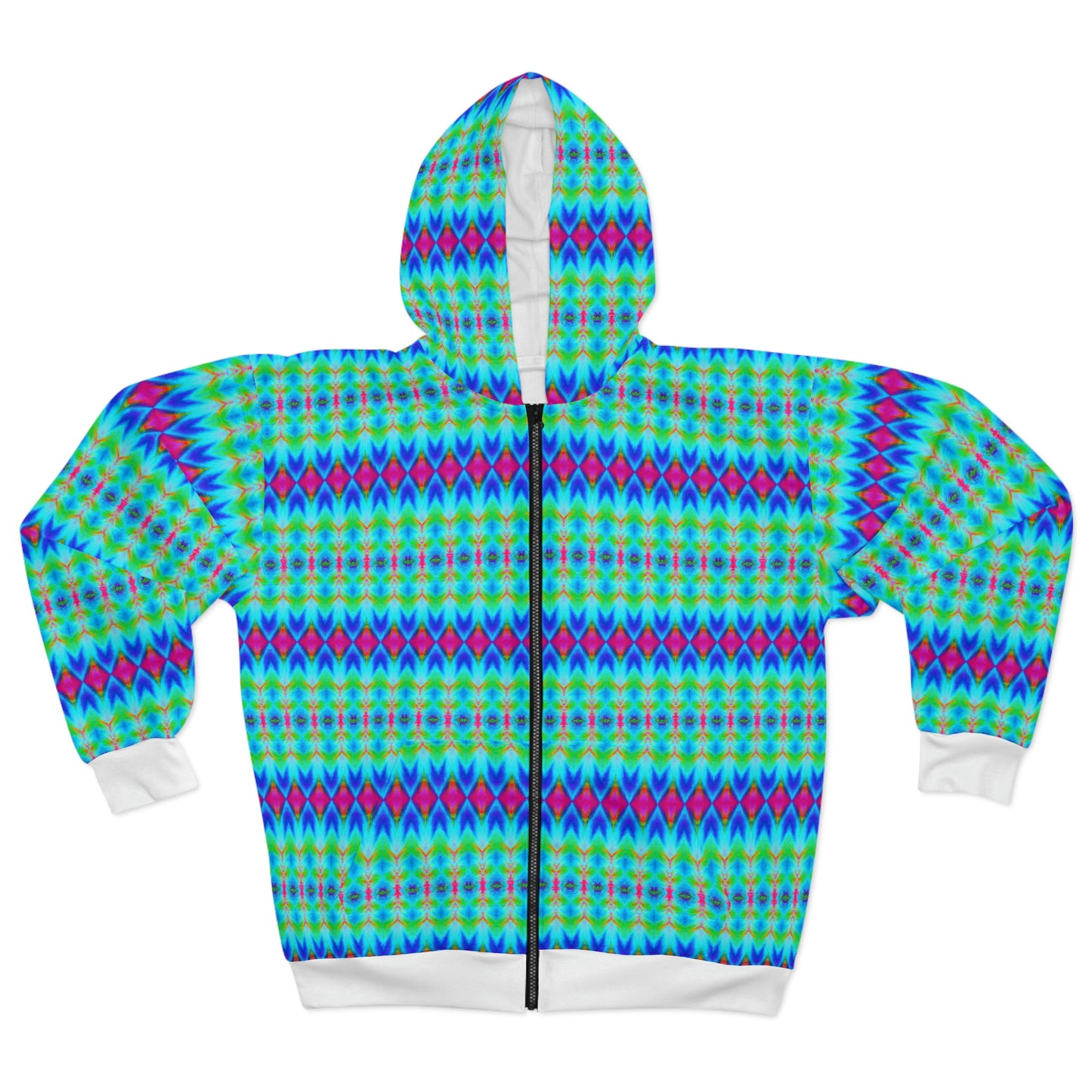 Hyperwave Argyle 1 - AI Art - Zip Hoodie