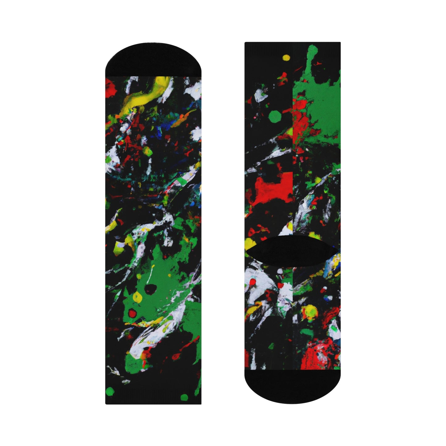 Rasta Acrylic Paint Splatter - AI Art - Crew Socks